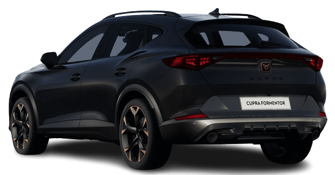 Schräge Heckansicht auf einen CUPRA Formentor, freigestellt