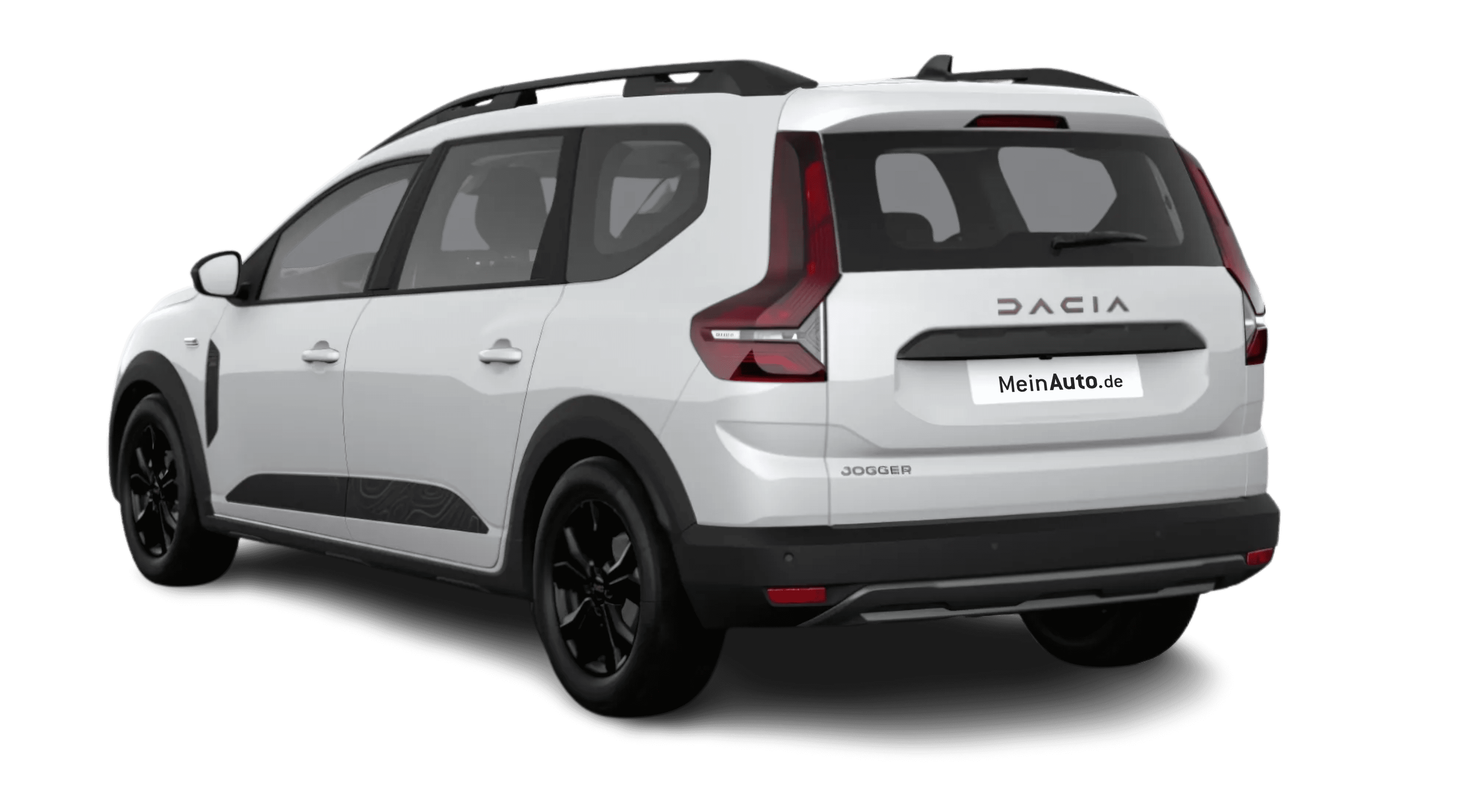 Schräge Heckansicht auf einen Dacia Jogger, freigestellt