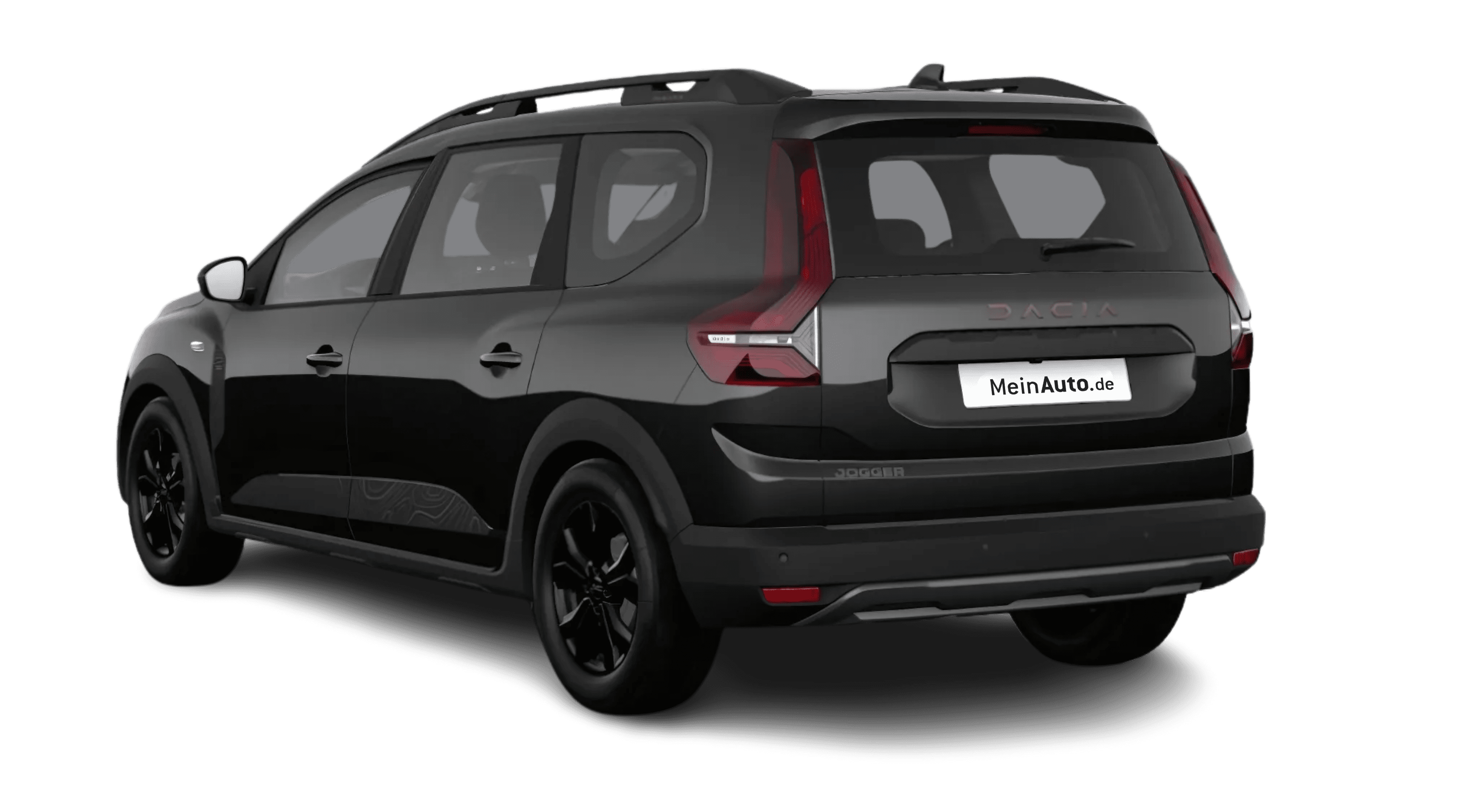 Schräge Heckansicht auf einen Dacia Jogger, freigestellt