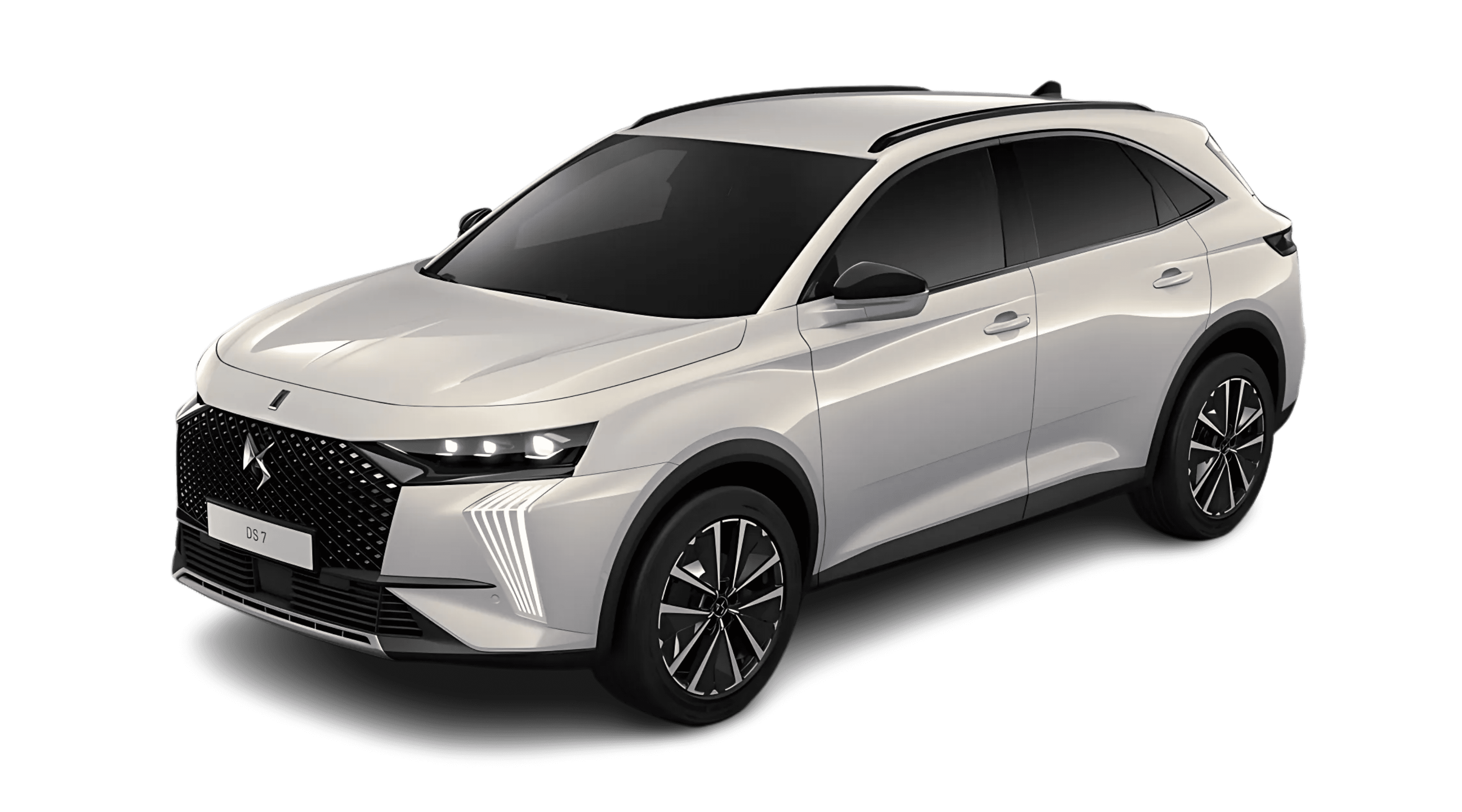 Schräge Frontansicht auf einen DS Automobiles DS 7, freigestellt