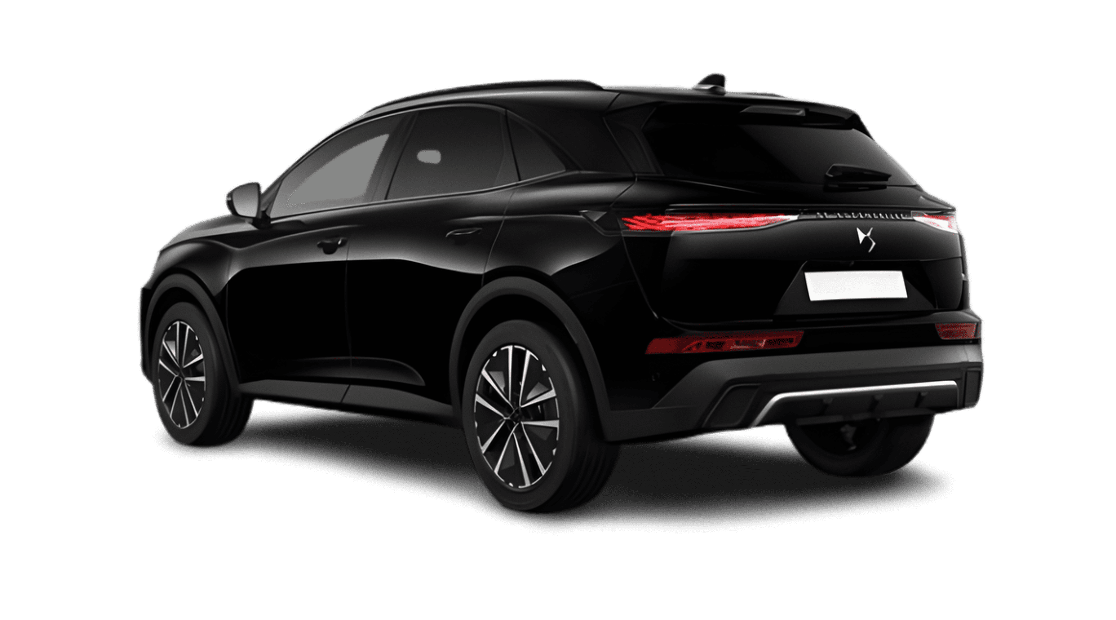 Schräge Heckansicht eines DS Automobiles DS 7, freigestellt