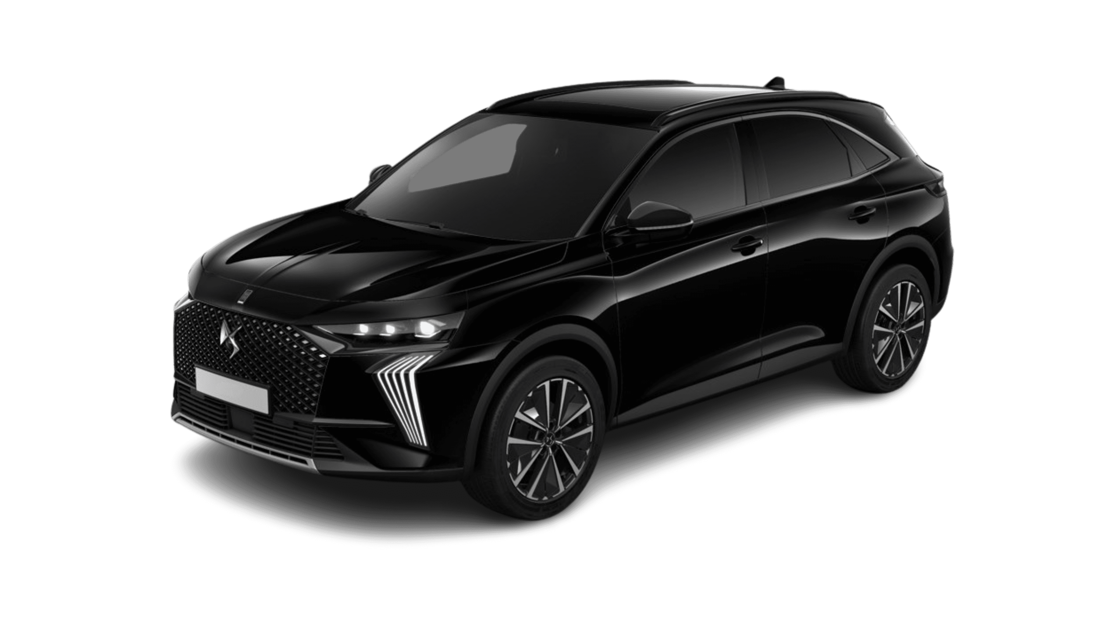 Schräge Frontansicht eines DS Automobiles DS 7, freigestellt