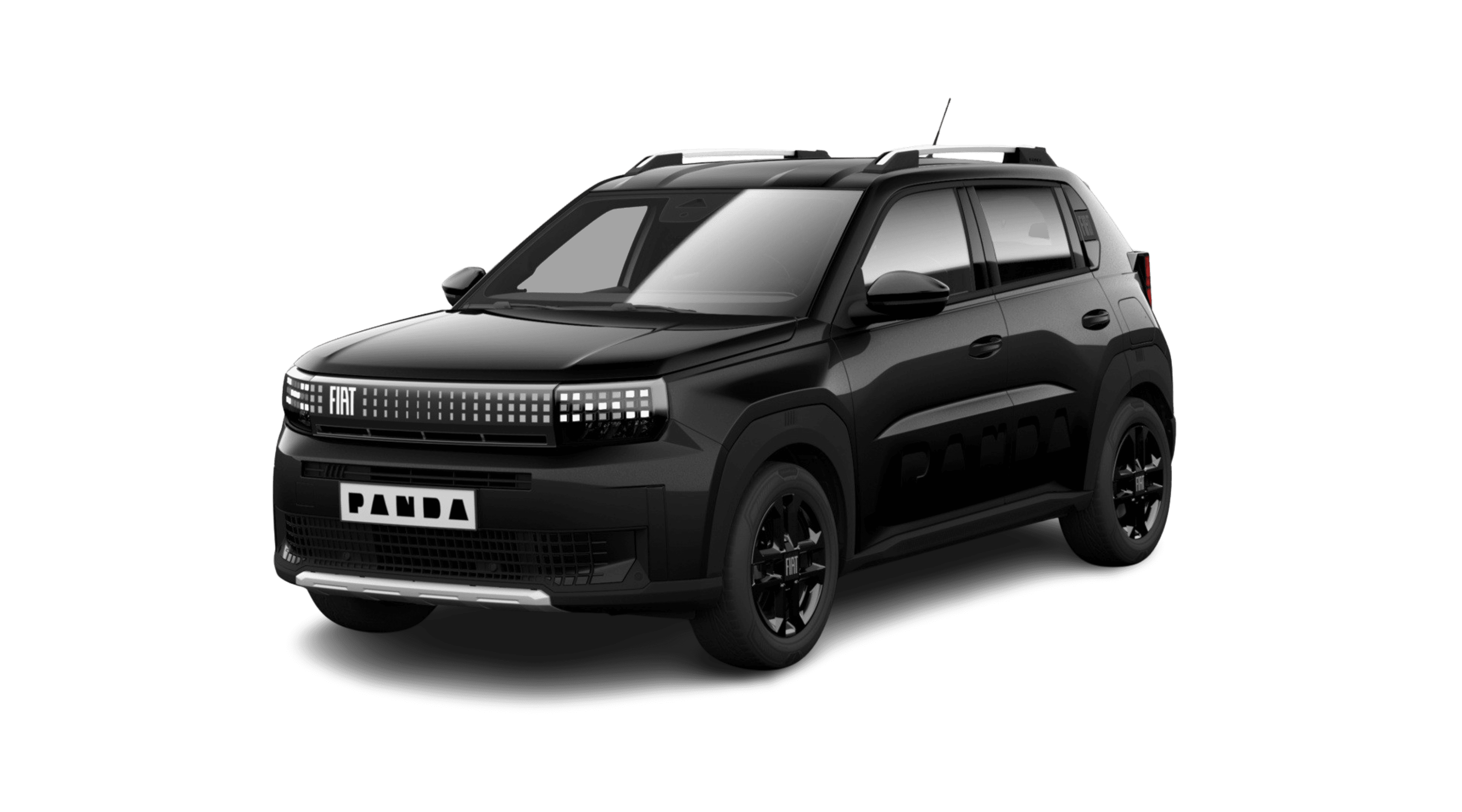 Schräge Frontansicht eines Fiat Grande Panda, freigestellt