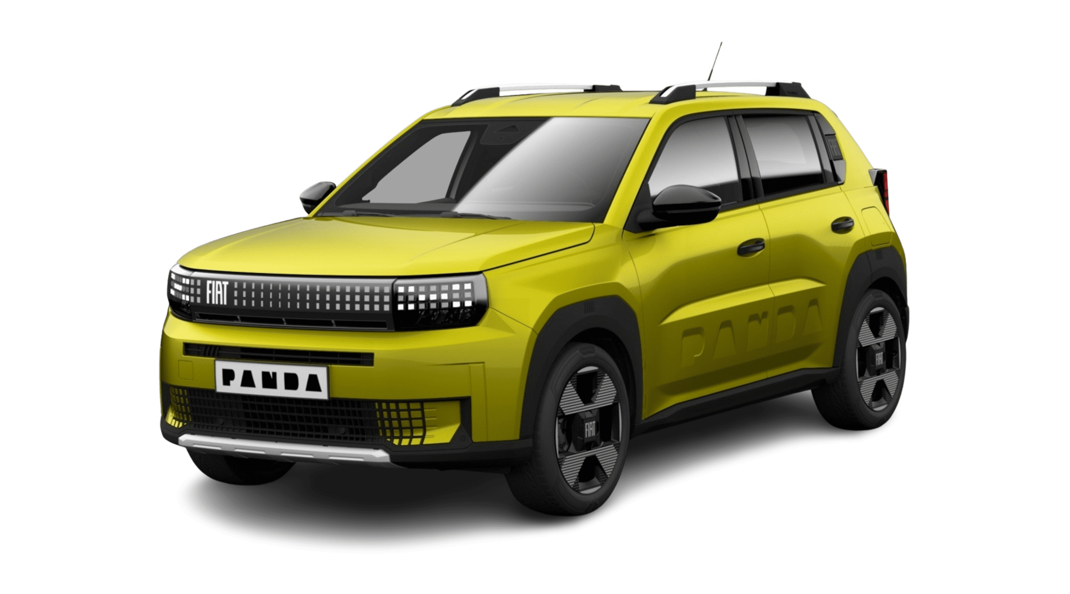 Schräge Frontansicht eines Fiat Grande Panda, freigestellt