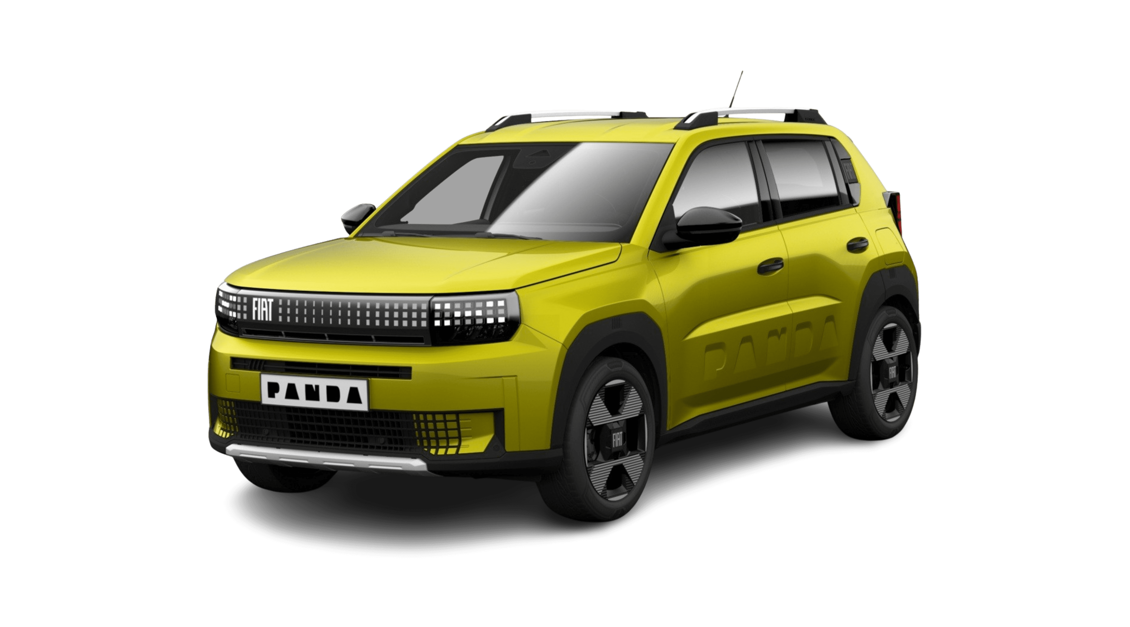 Schräge Frontansicht eines Fiat Grande Panda, freigestellt