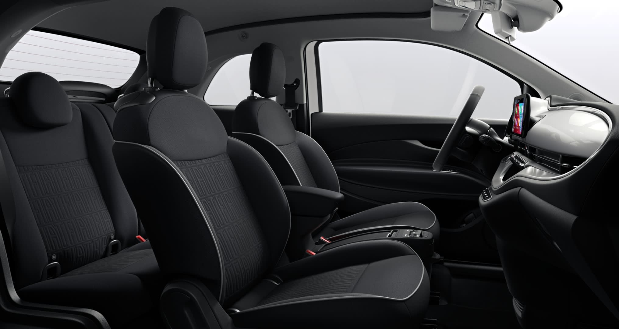 Ansicht der Frontsitze eines Fiat 500