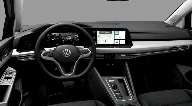 Ansicht des Armaturenbretts eines Volkswagen Golf