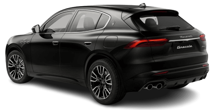 Schräge Heckansicht auf einen Maserati Grecale, freigestellt