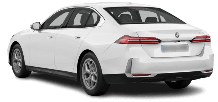 Schräge Heckansicht auf einen BMW 5er-Reihe, freigestellt