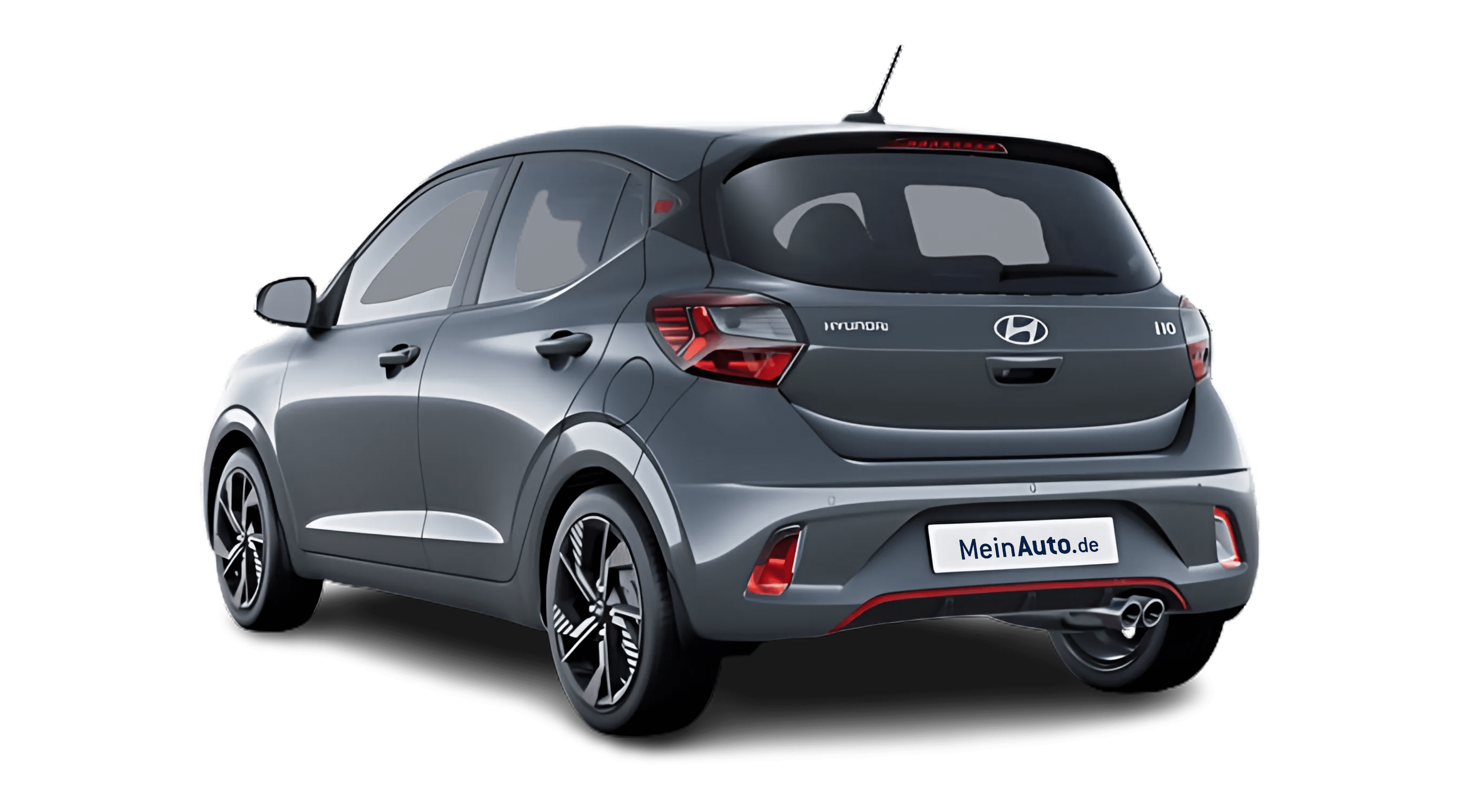 Schräge Heckansicht eines Hyundai i10, freigestellt