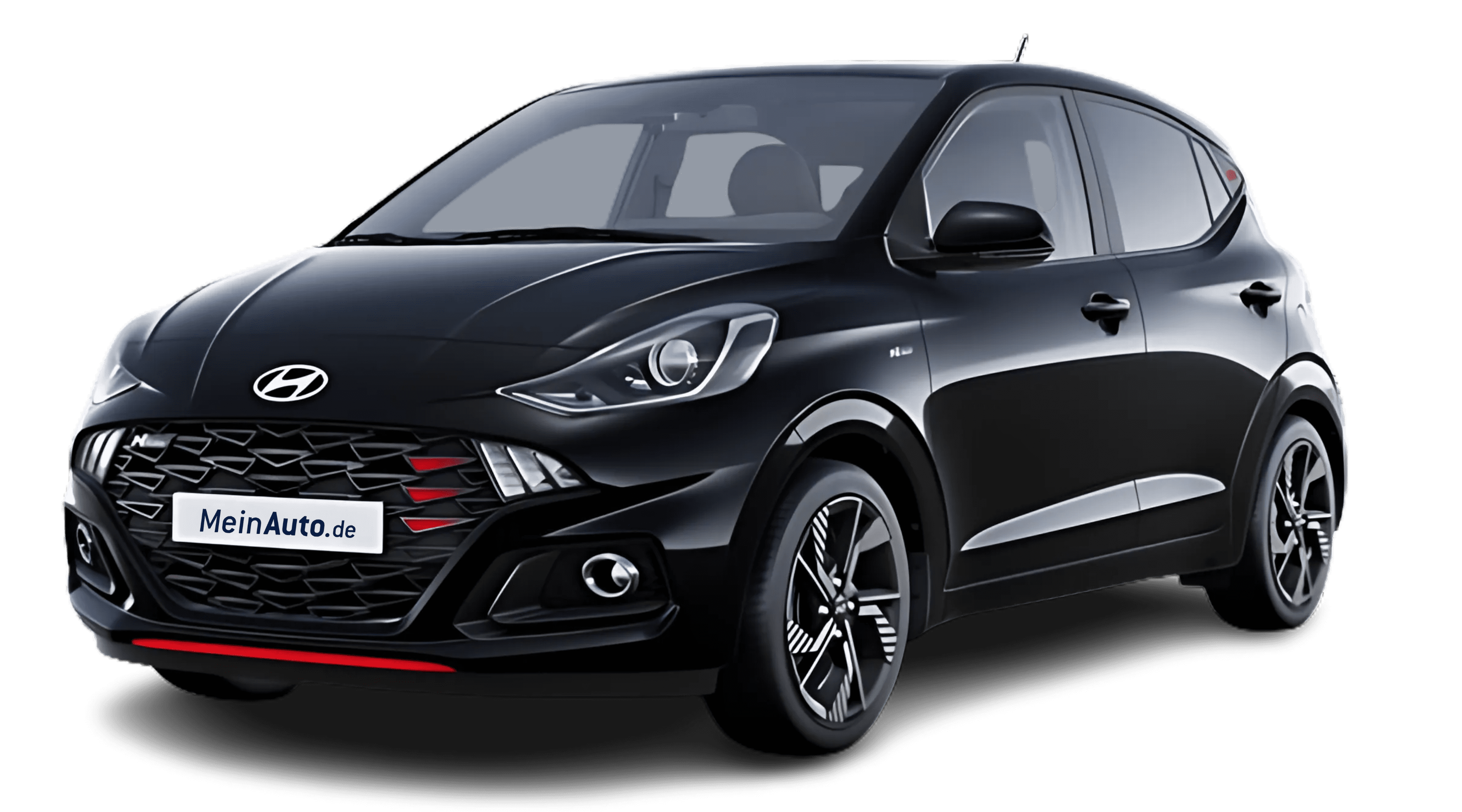 Schräge Frontansicht auf einen Hyundai i10, freigestellt