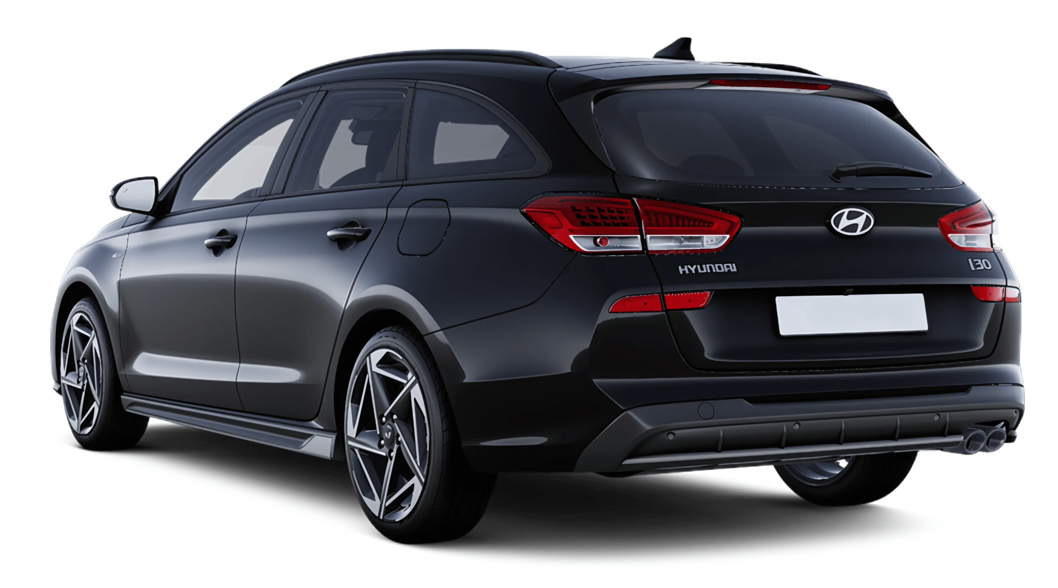 Schräge Heckansicht auf einen Hyundai i30, freigestellt