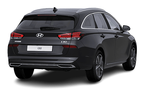 Schräge Heckansicht auf einen Hyundai i30, freigestellt