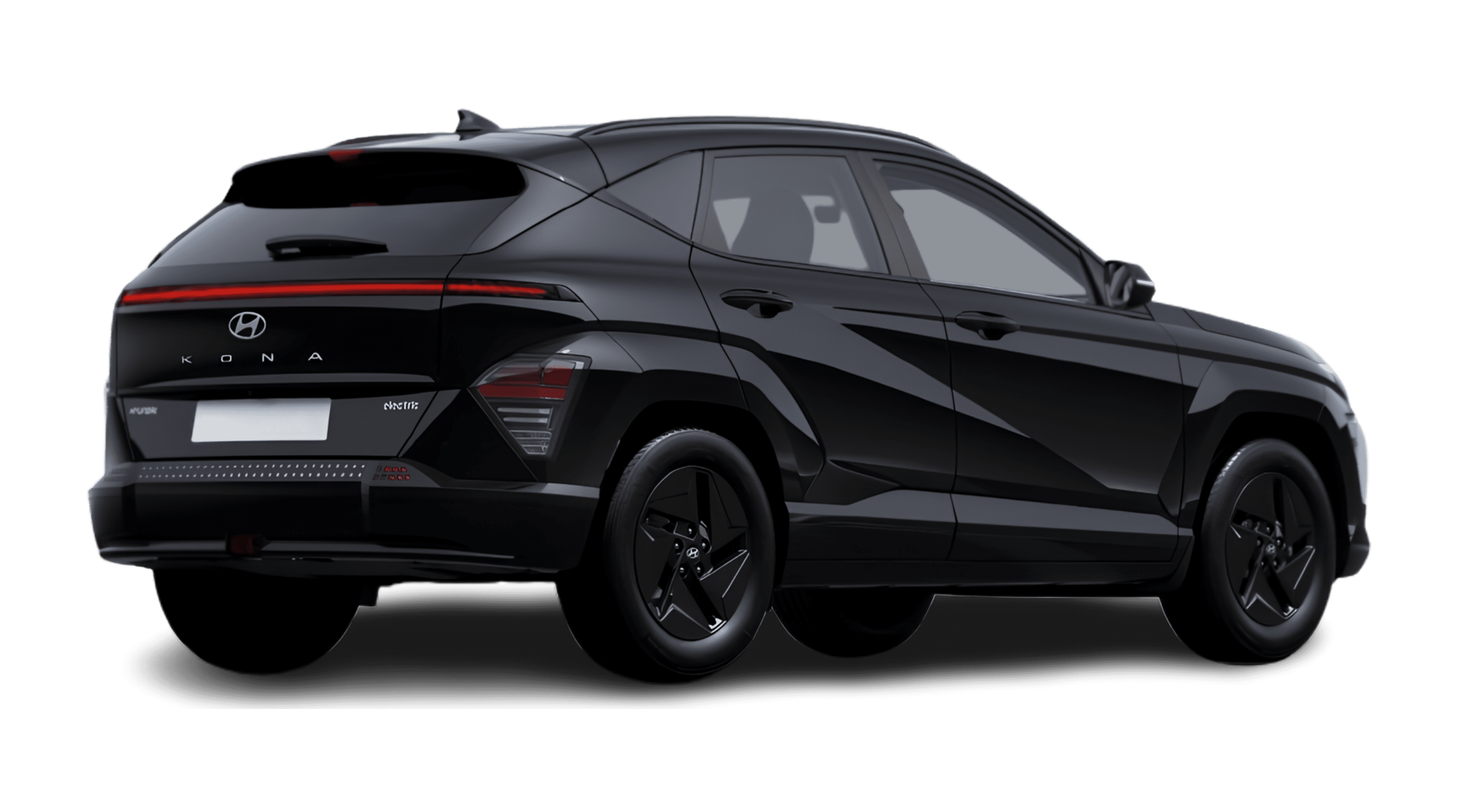 Schräge Heckansicht eines Hyundai Kona Elektro, freigestellt