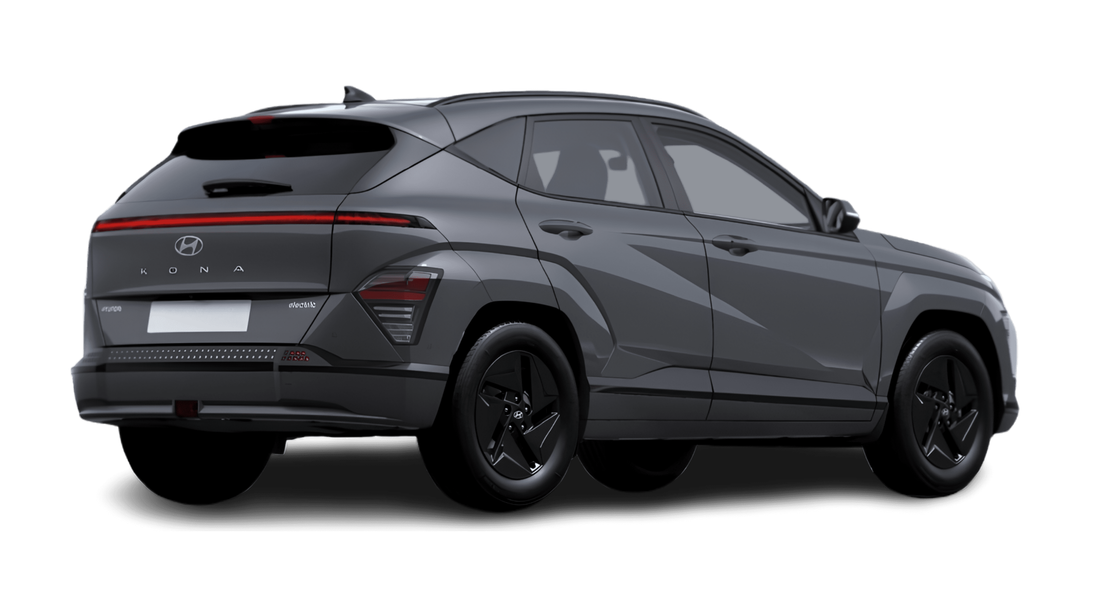 Schräge Heckansicht eines Hyundai Kona Elektro, freigestellt