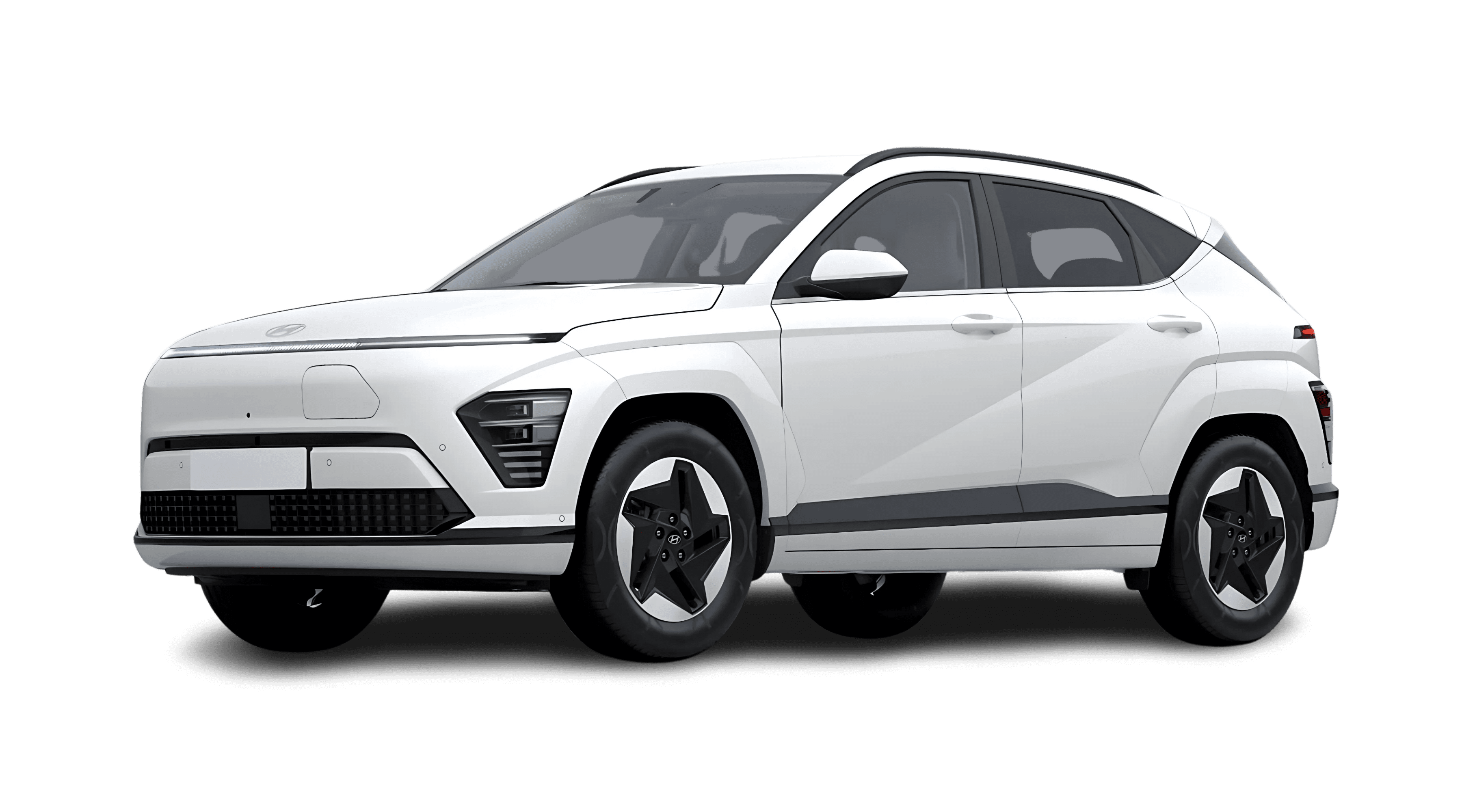 Schräge Frontansicht eines Hyundai Kona Elektro, freigestellt