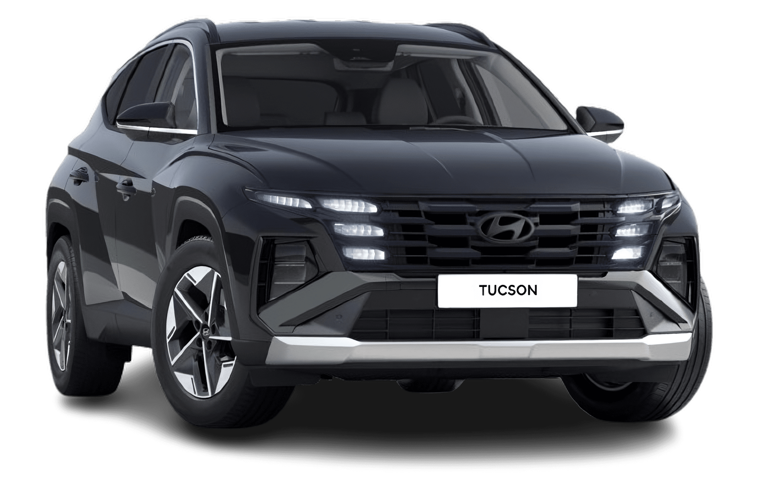 Schräge Frontansicht auf einen Hyundai Tucson, freigestellt