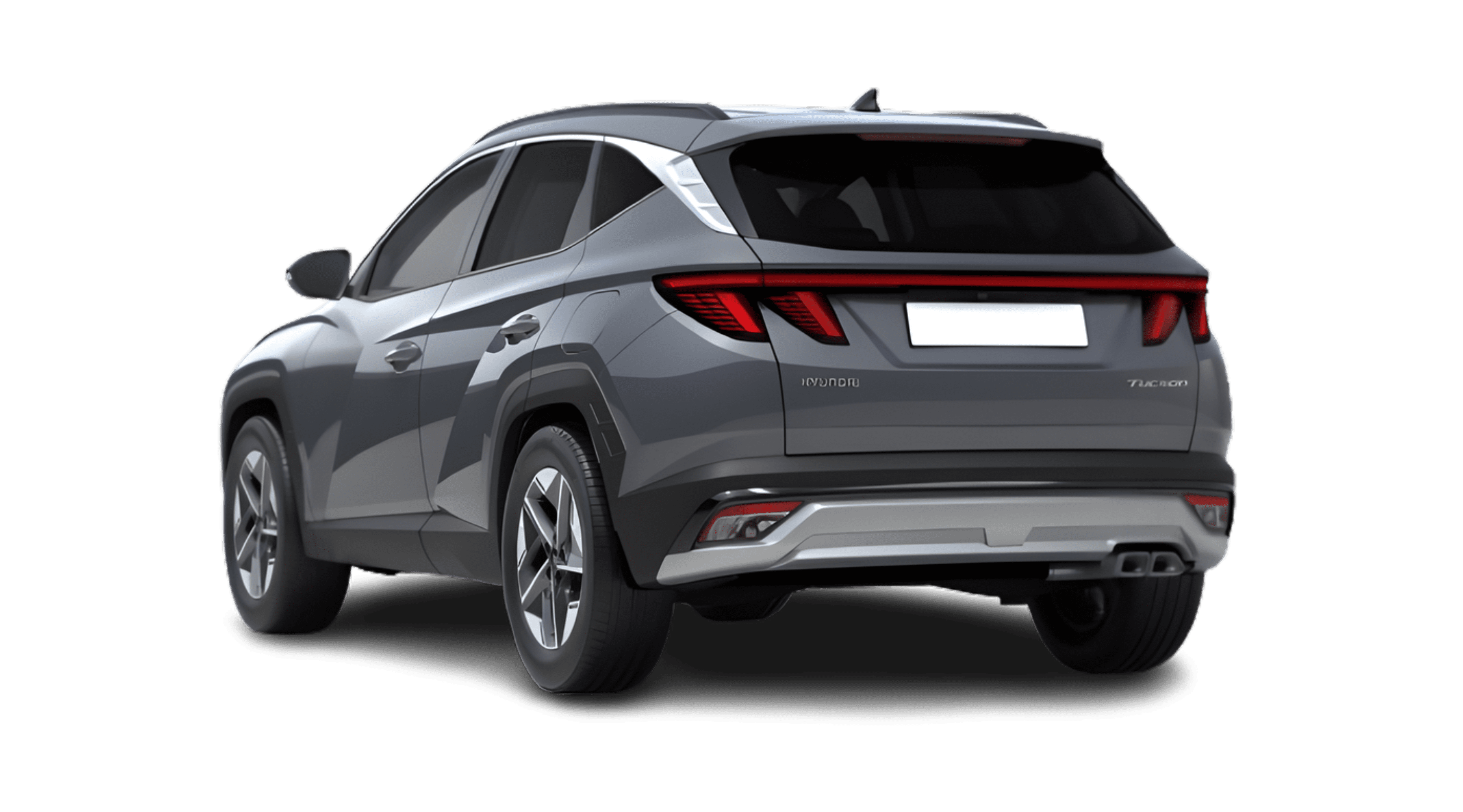 Schräge Heckansicht eines Hyundai Tucson, freigestellt