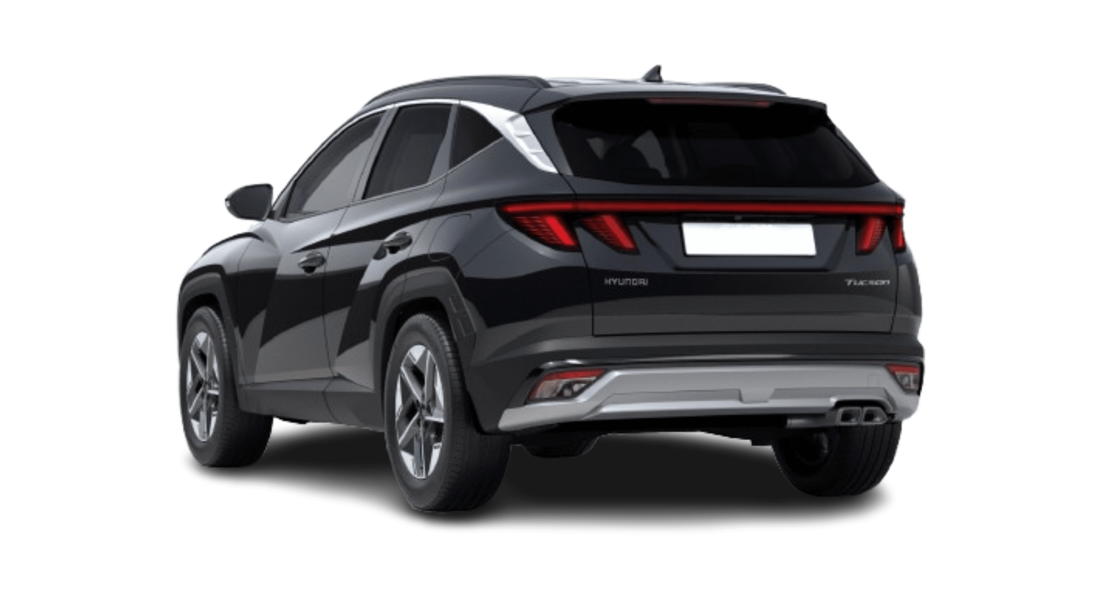 Schräge Heckansicht eines Hyundai Tucson, freigestellt