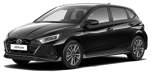 Schräge Frontansicht auf einen Hyundai i20, freigestellt