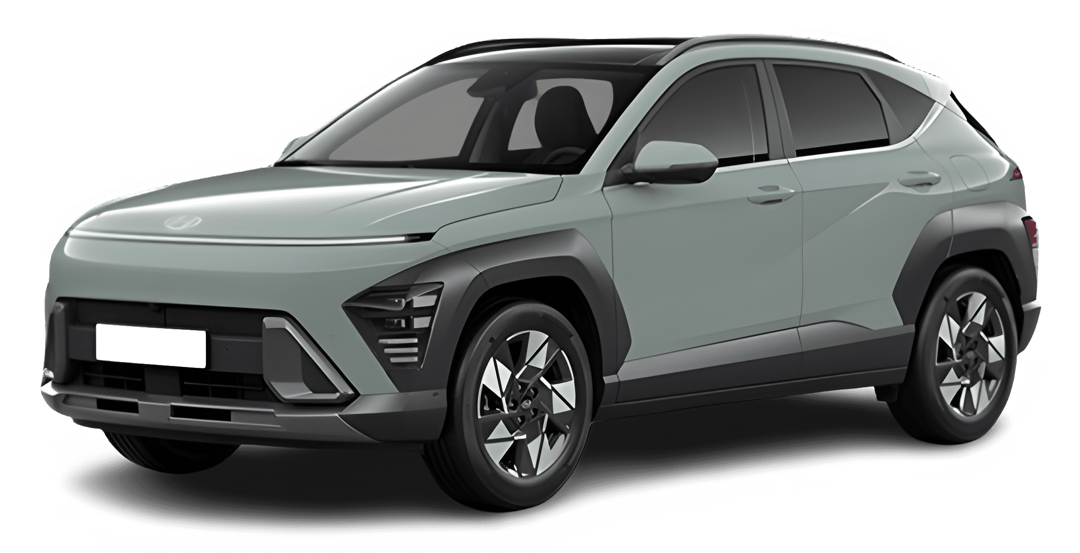 Schräge Frontansicht auf einen Hyundai Kona, freigestellt
