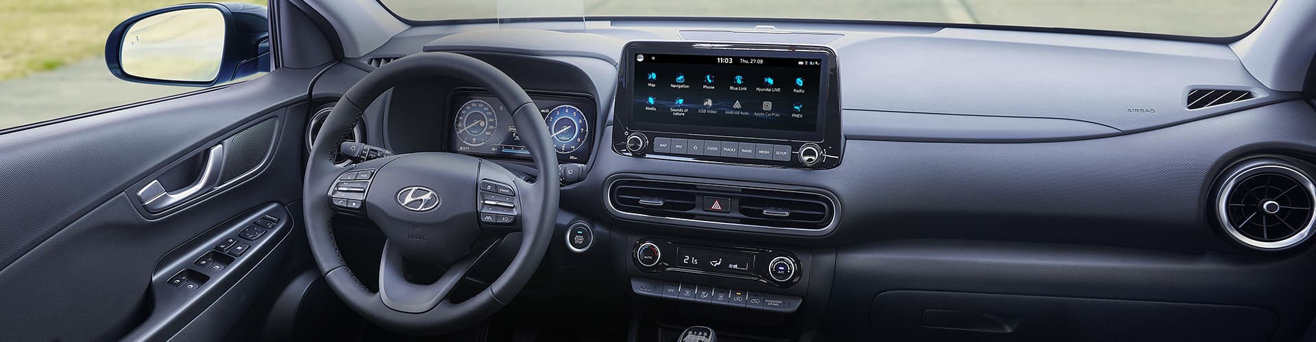 Ansicht des Armaturenbretts eines Hyundai Kona