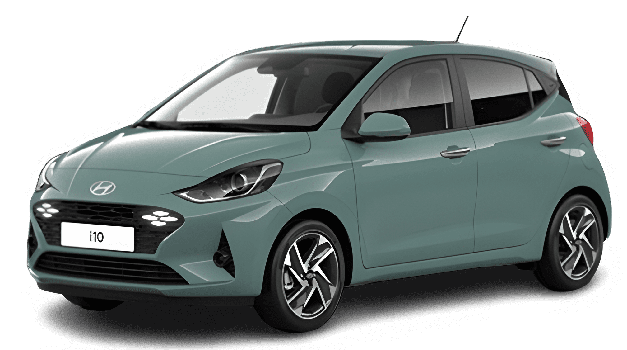 Schräge Frontansicht auf einen Hyundai i10, freigestellt