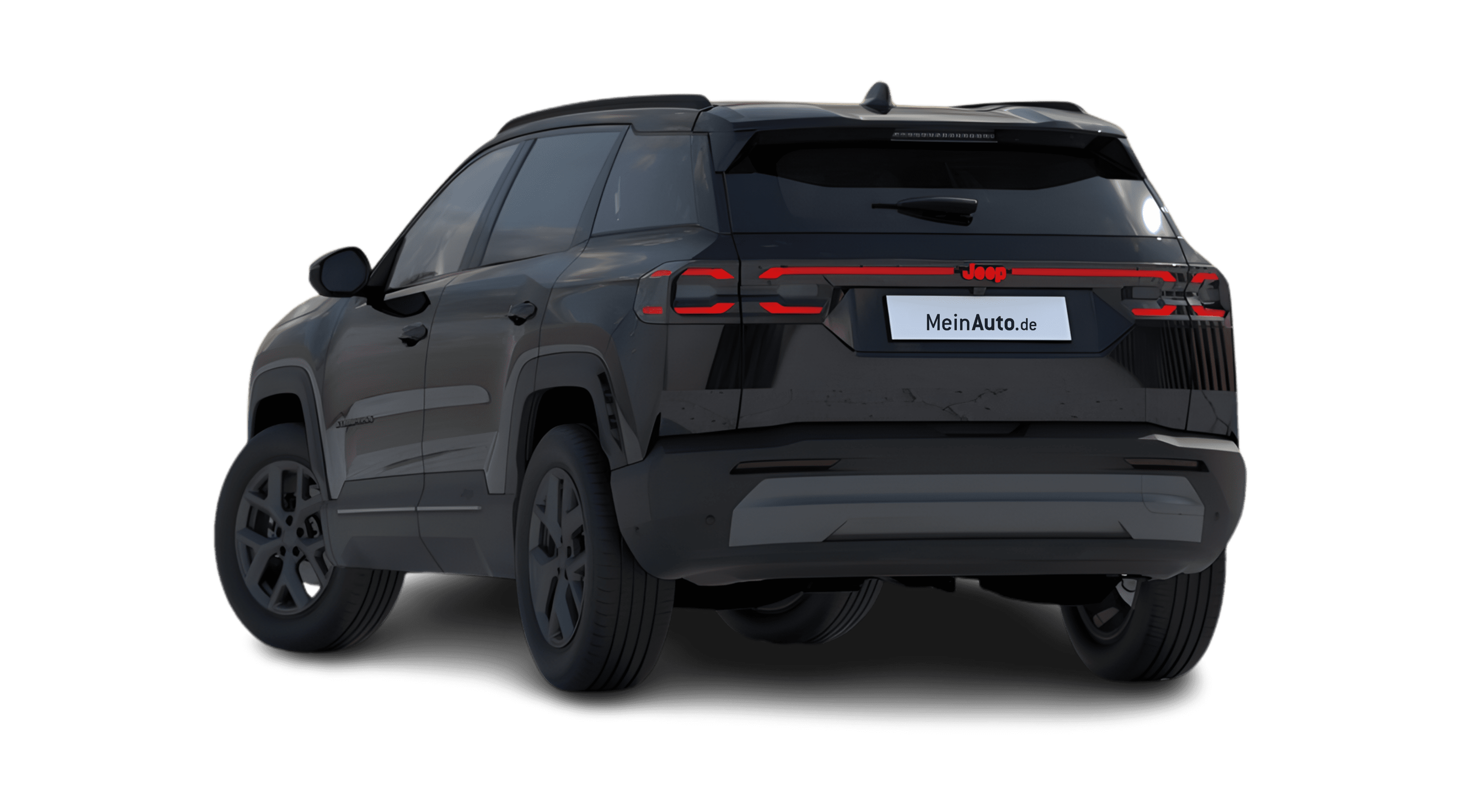 Schräge Heckansicht eines Jeep Compass, freigestellt
