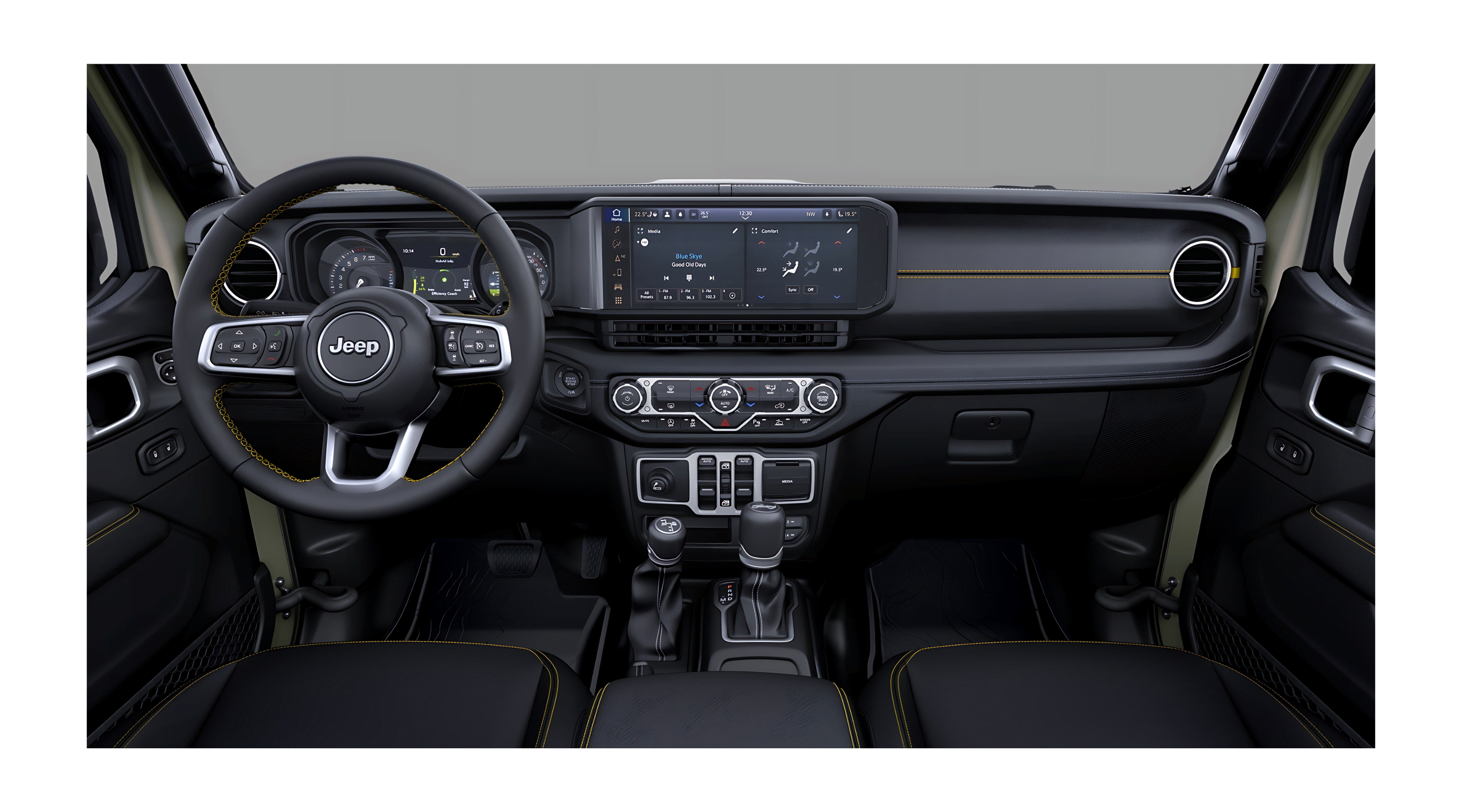 Ansicht des Armaturenbretts eines Jeep Wrangler