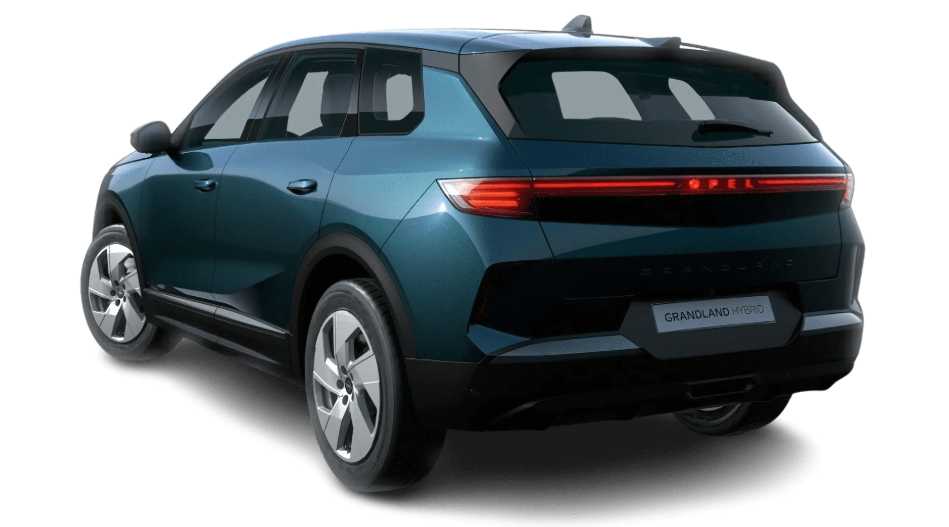 Schräge Heckansicht auf einen Opel Grandland, freigestellt