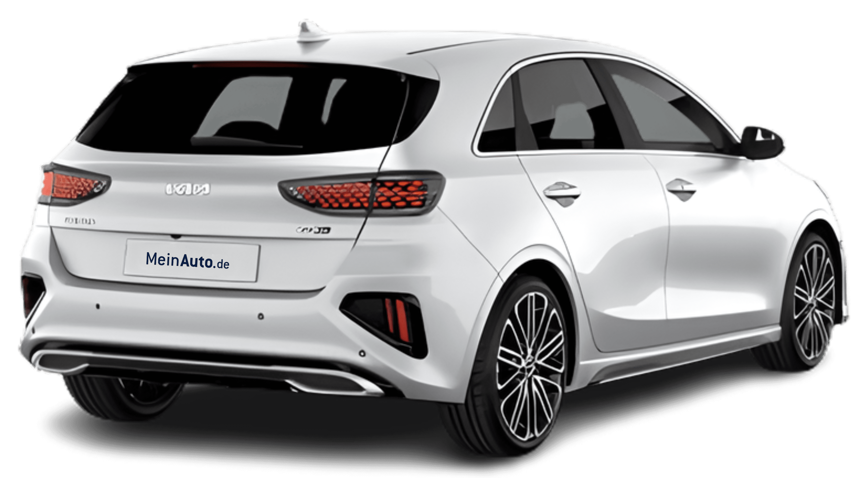 Schräge Heckansicht auf einen Kia Ceed, freigestellt