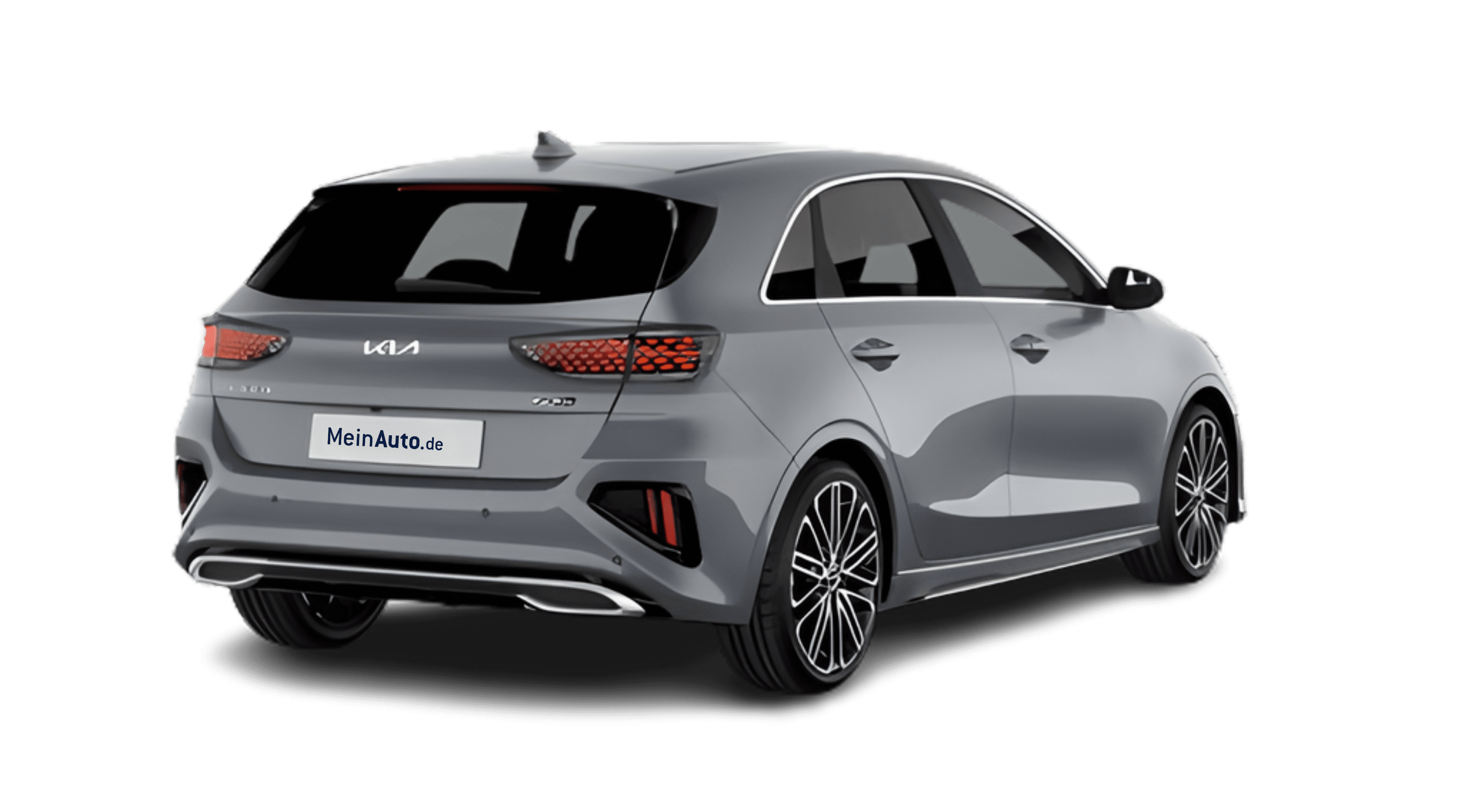 Schräge Heckansicht auf einen Kia Ceed, freigestellt