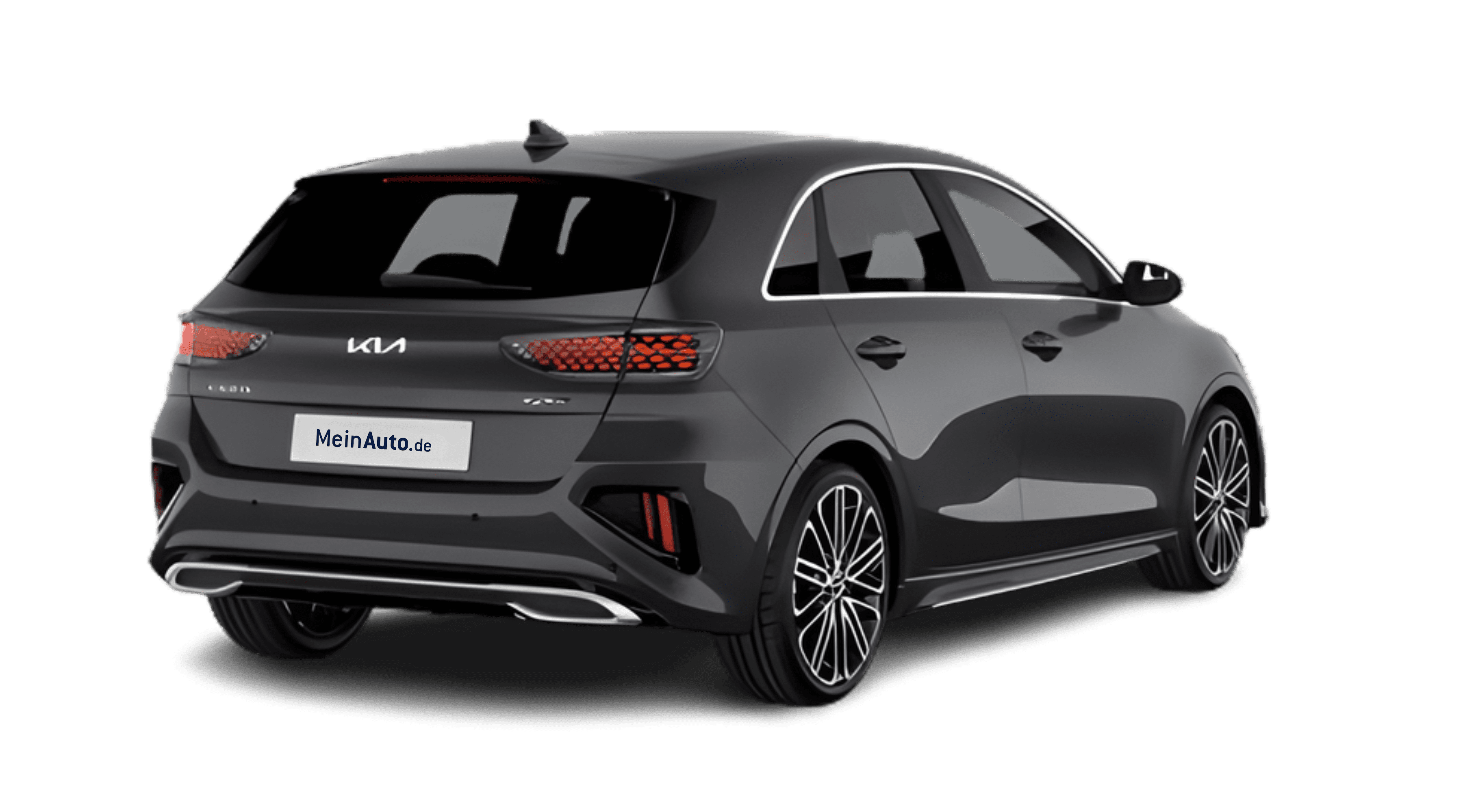 Schräge Heckansicht auf einen Kia Ceed, freigestellt