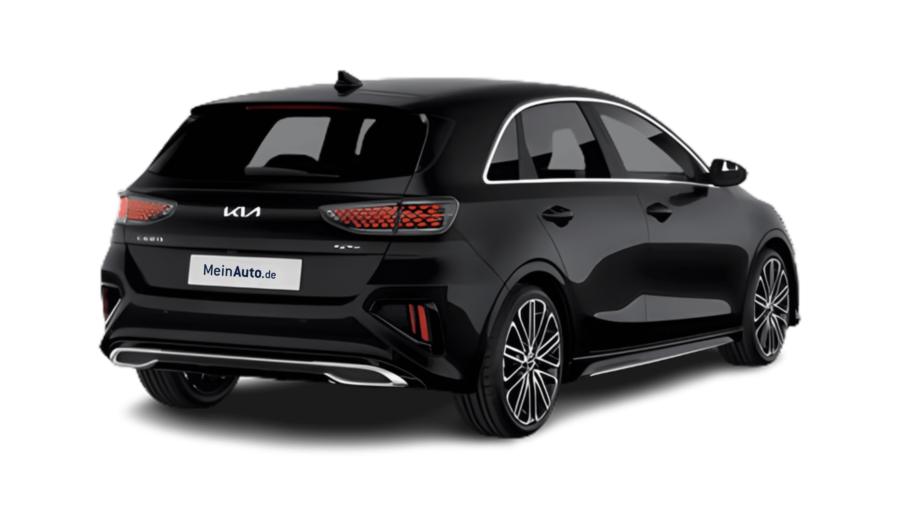 Schräge Heckansicht auf einen Kia Ceed, freigestellt
