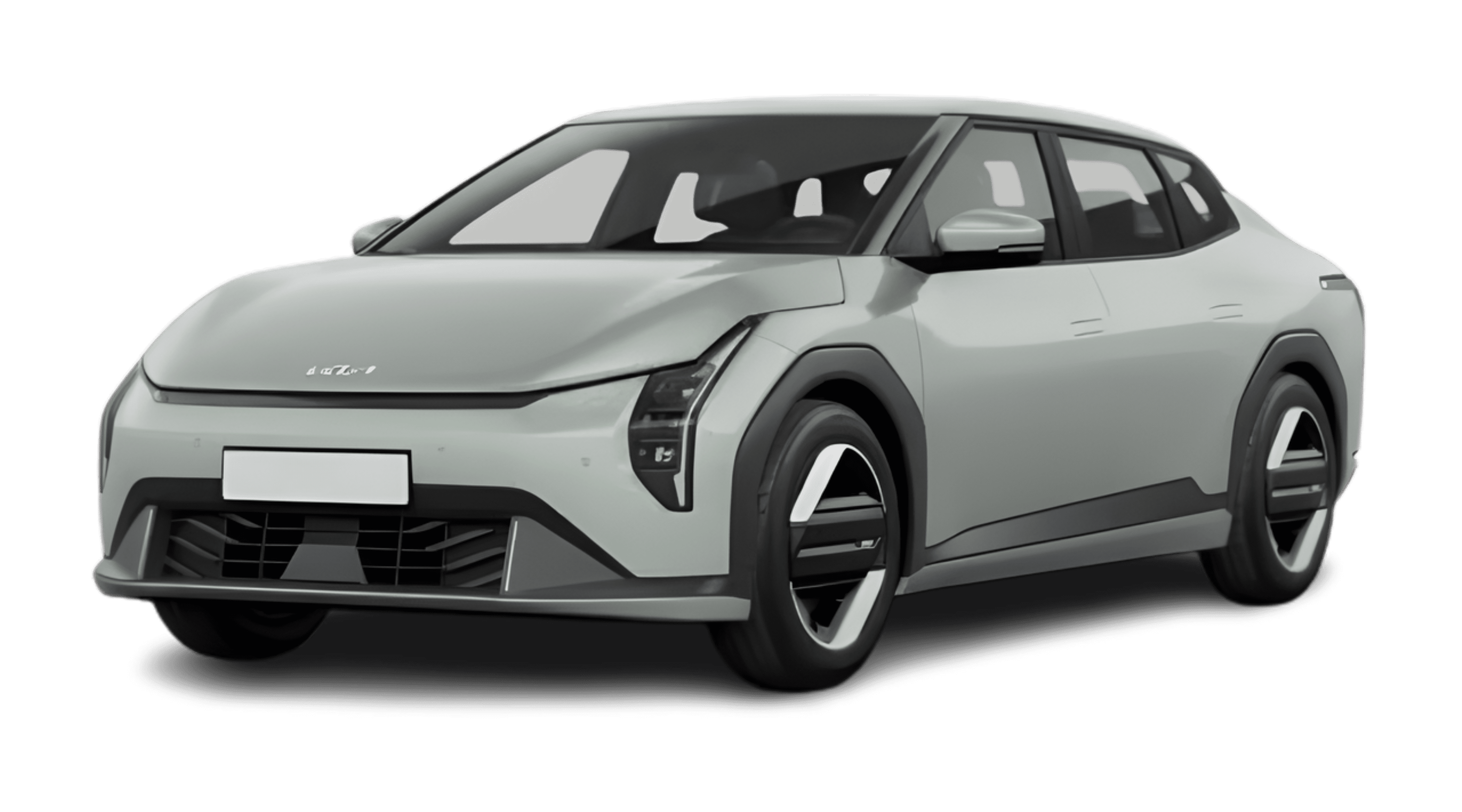 Schräge Frontansicht eines Kia EV4 Fastback, freigestellt