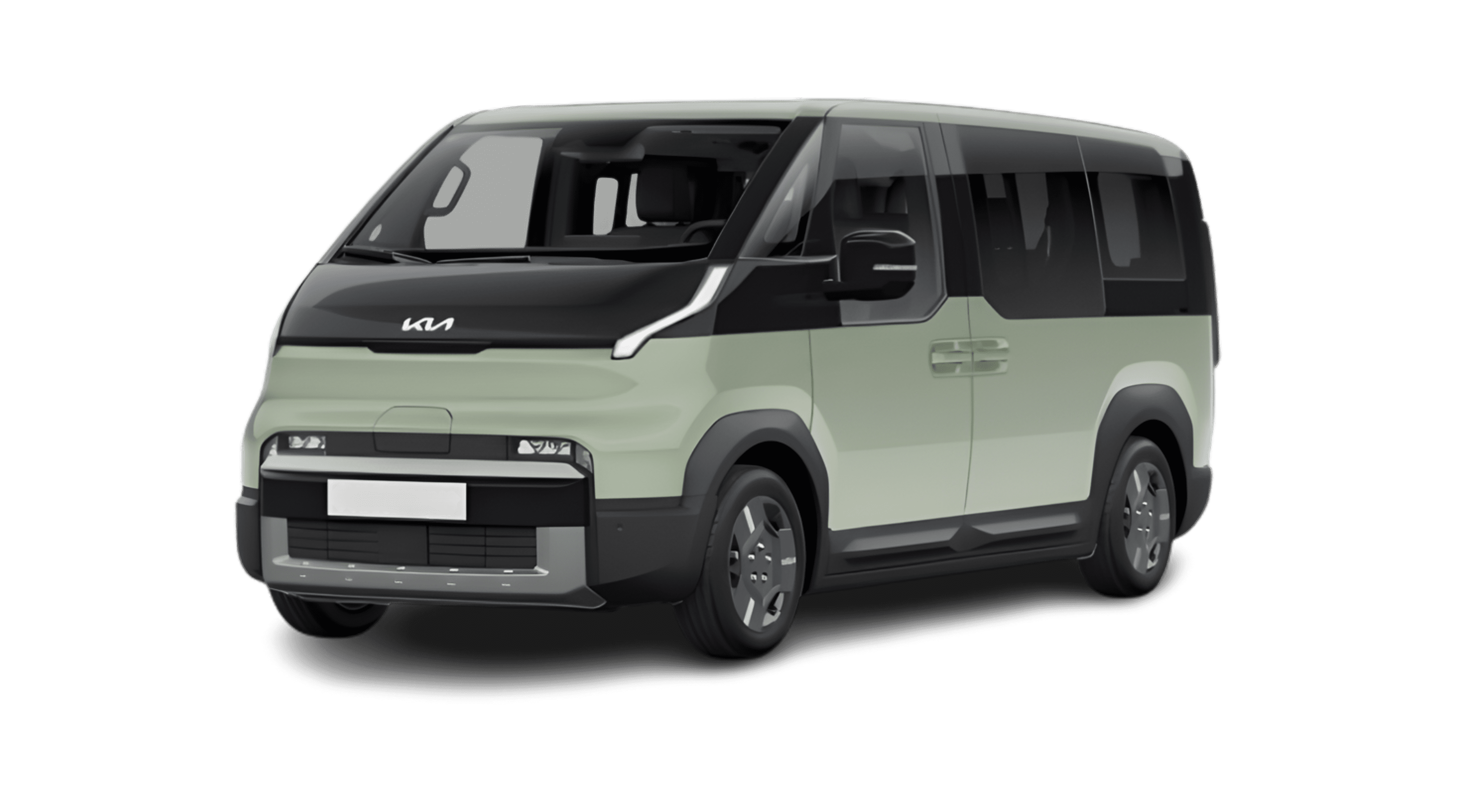 Schräge Frontansicht eines Kia PV5 Passenger, freigestellt
