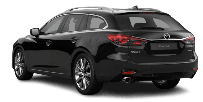 Schräge Heckansicht auf einen Mazda Mazda6, freigestellt