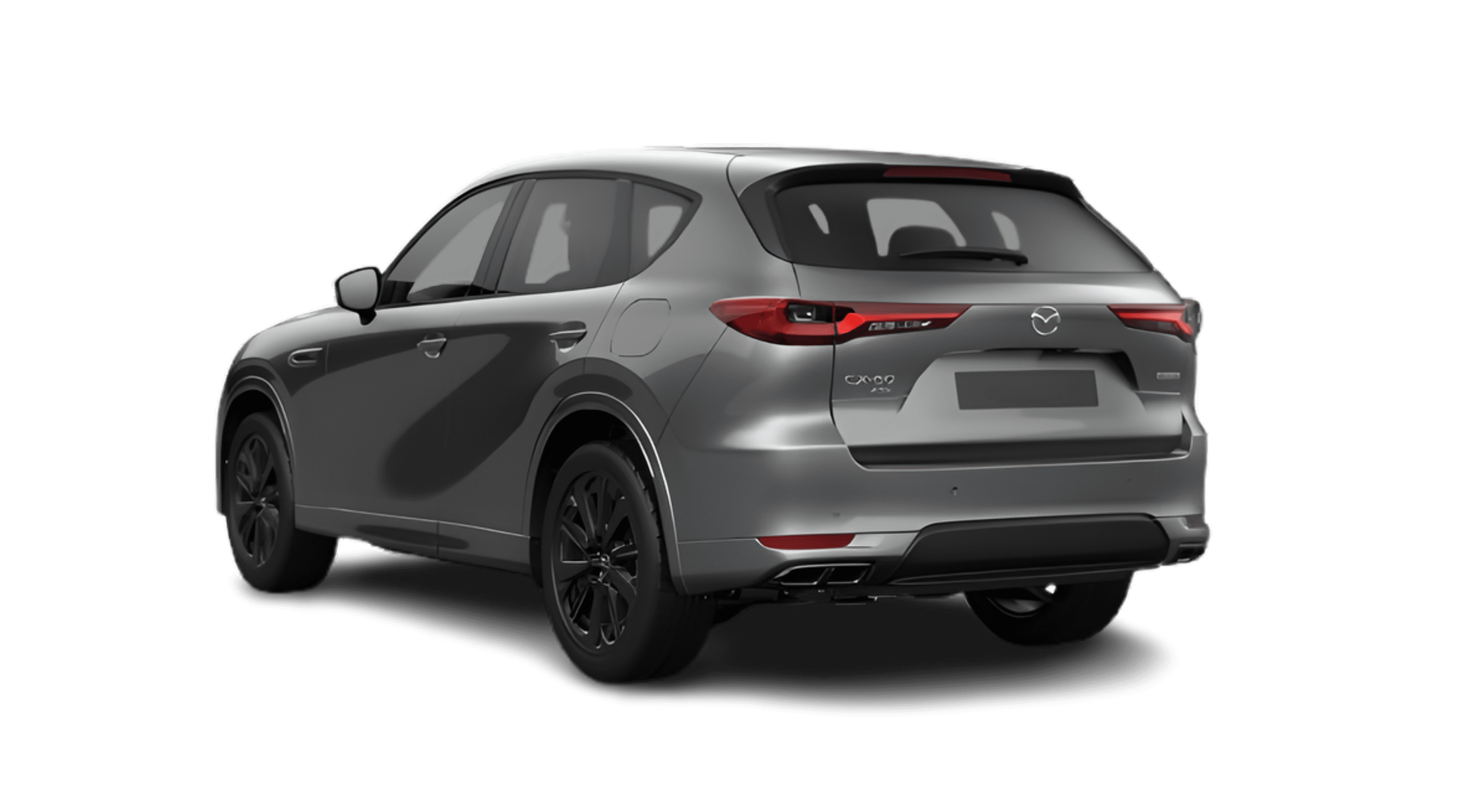 Schräge Heckansicht eines Mazda CX-60, freigestellt