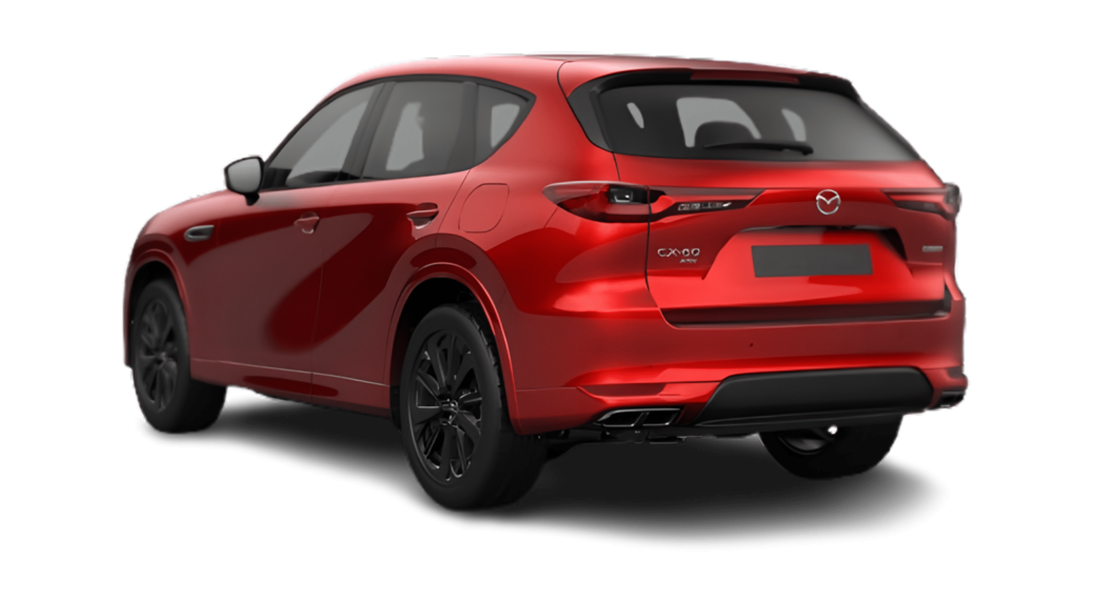 Schräge Heckansicht eines Mazda CX-60, freigestellt