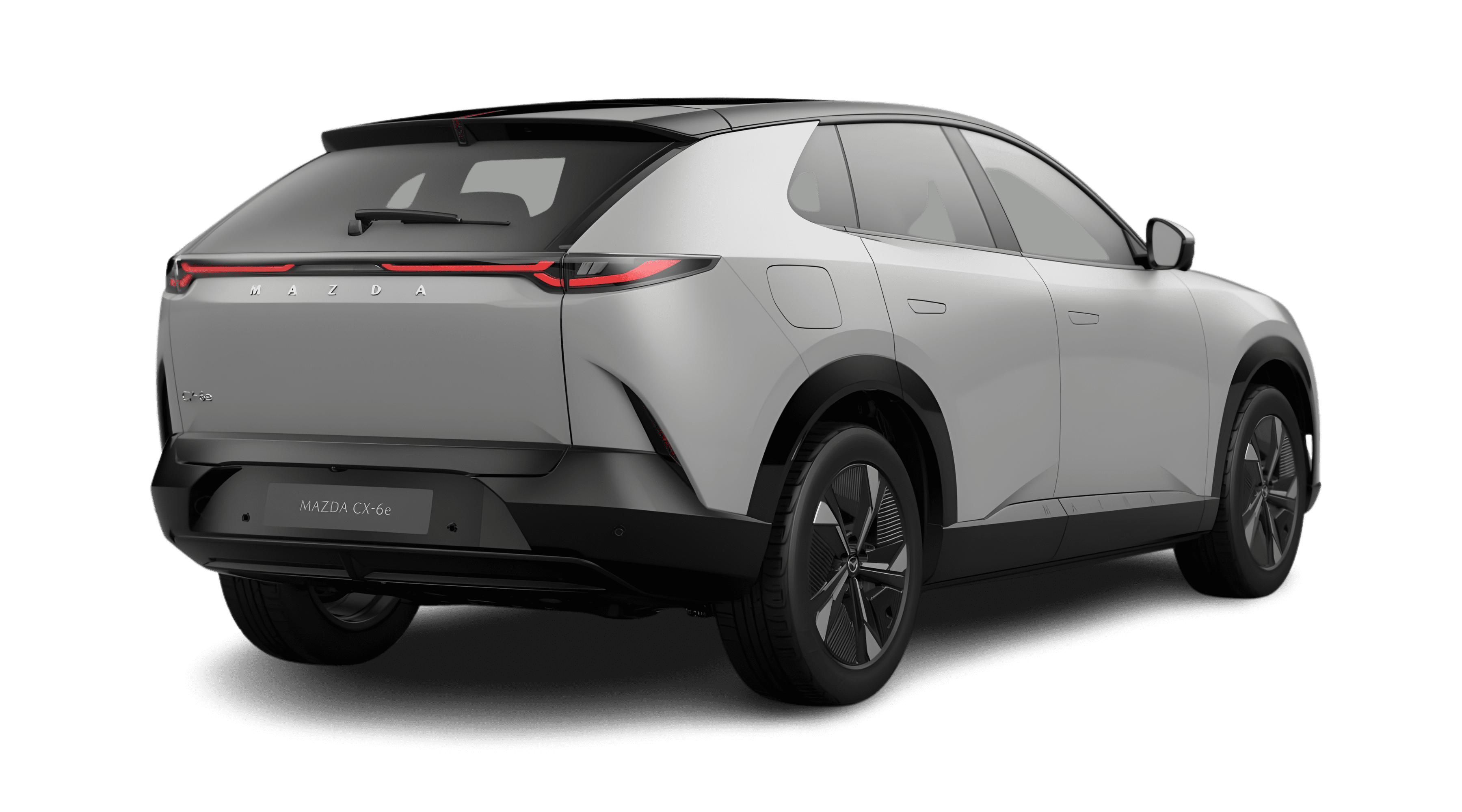 Schräge Heckansicht eines Mazda CX-6e, freigestellt