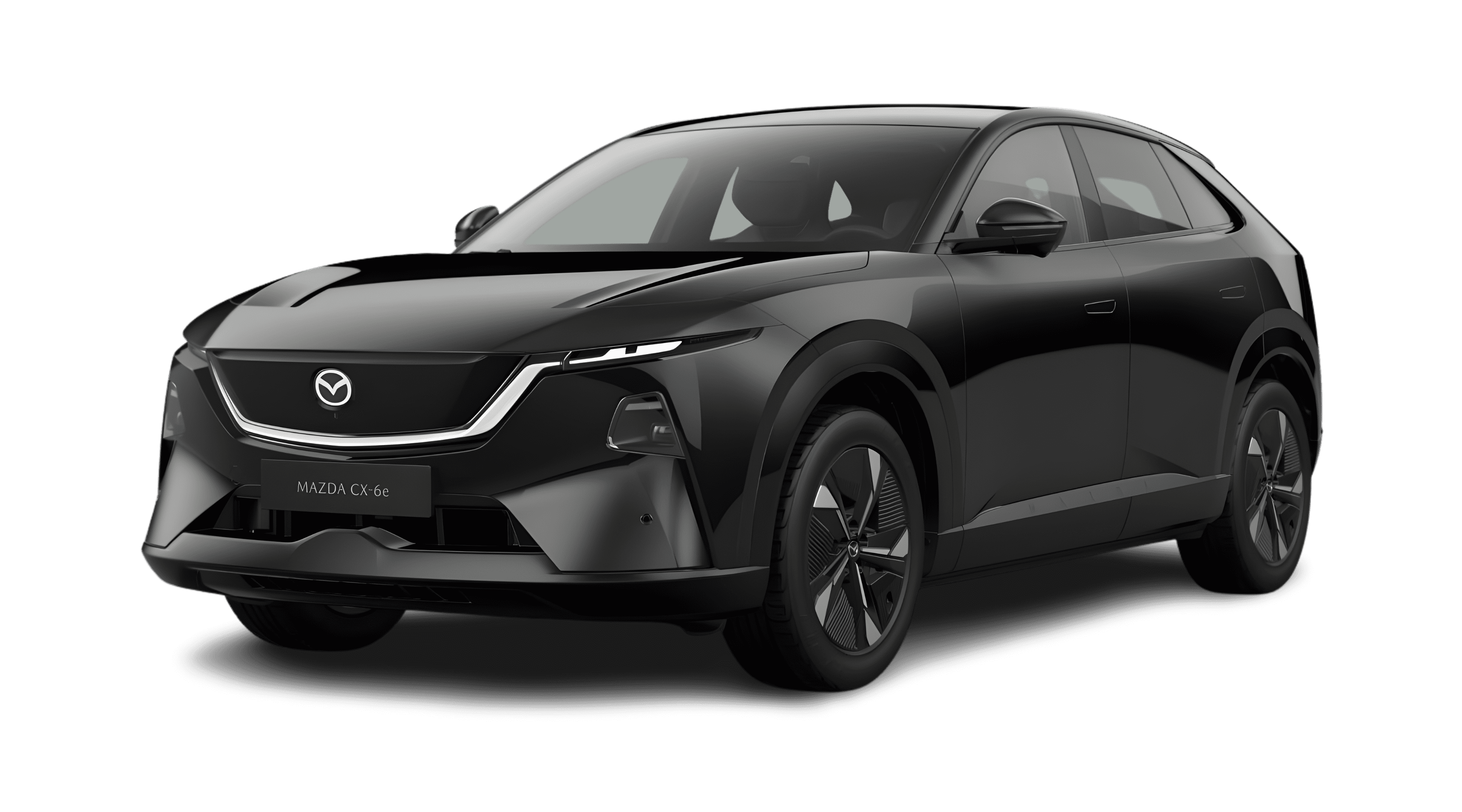 Schräge Frontansicht eines Mazda CX-6e, freigestellt