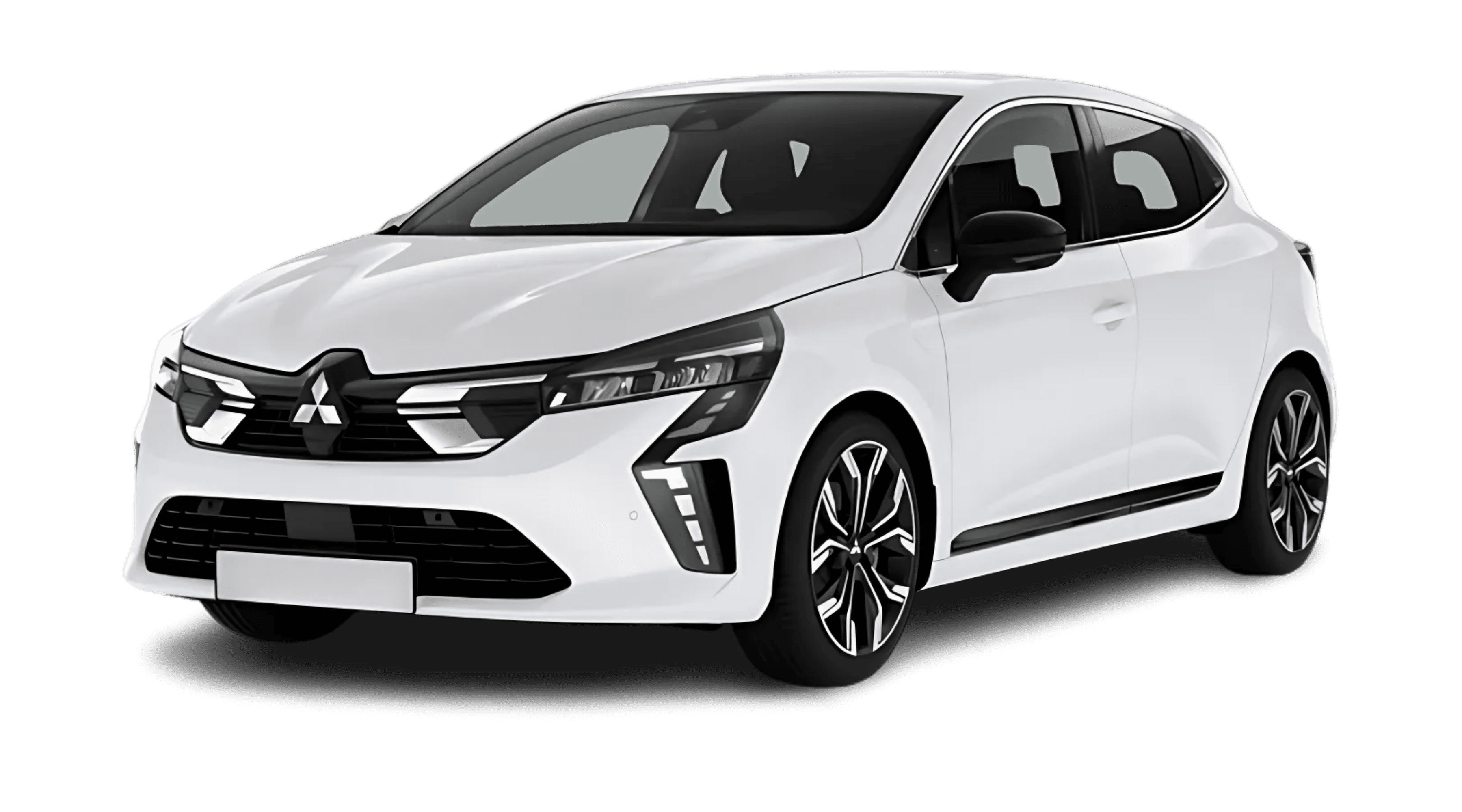 Schräge Frontansicht eines Mitsubishi Colt, freigestellt