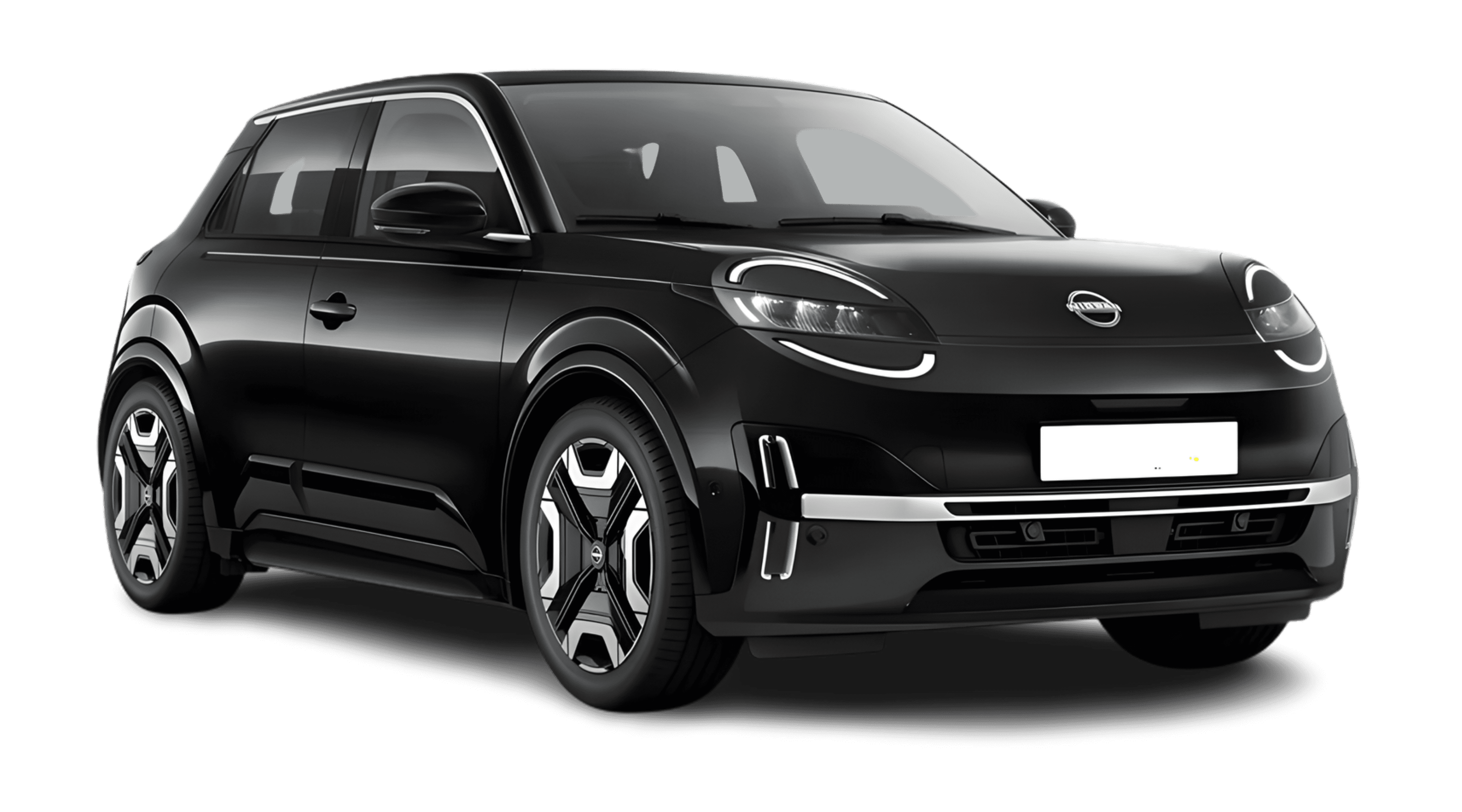 Schräge Frontansicht eines Nissan Micra, freigestellt