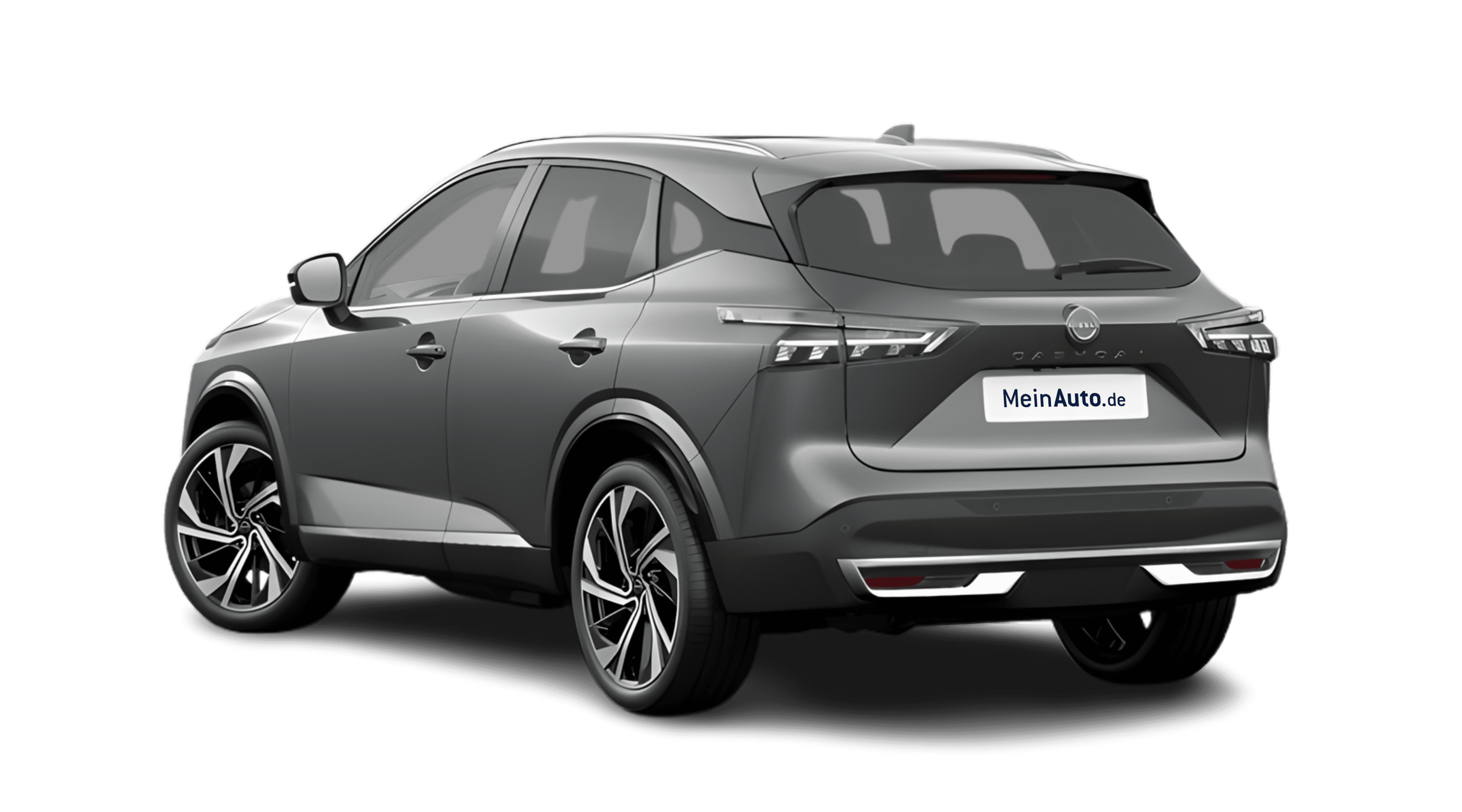 Schräge Heckansicht eines Nissan Qashqai, freigestellt