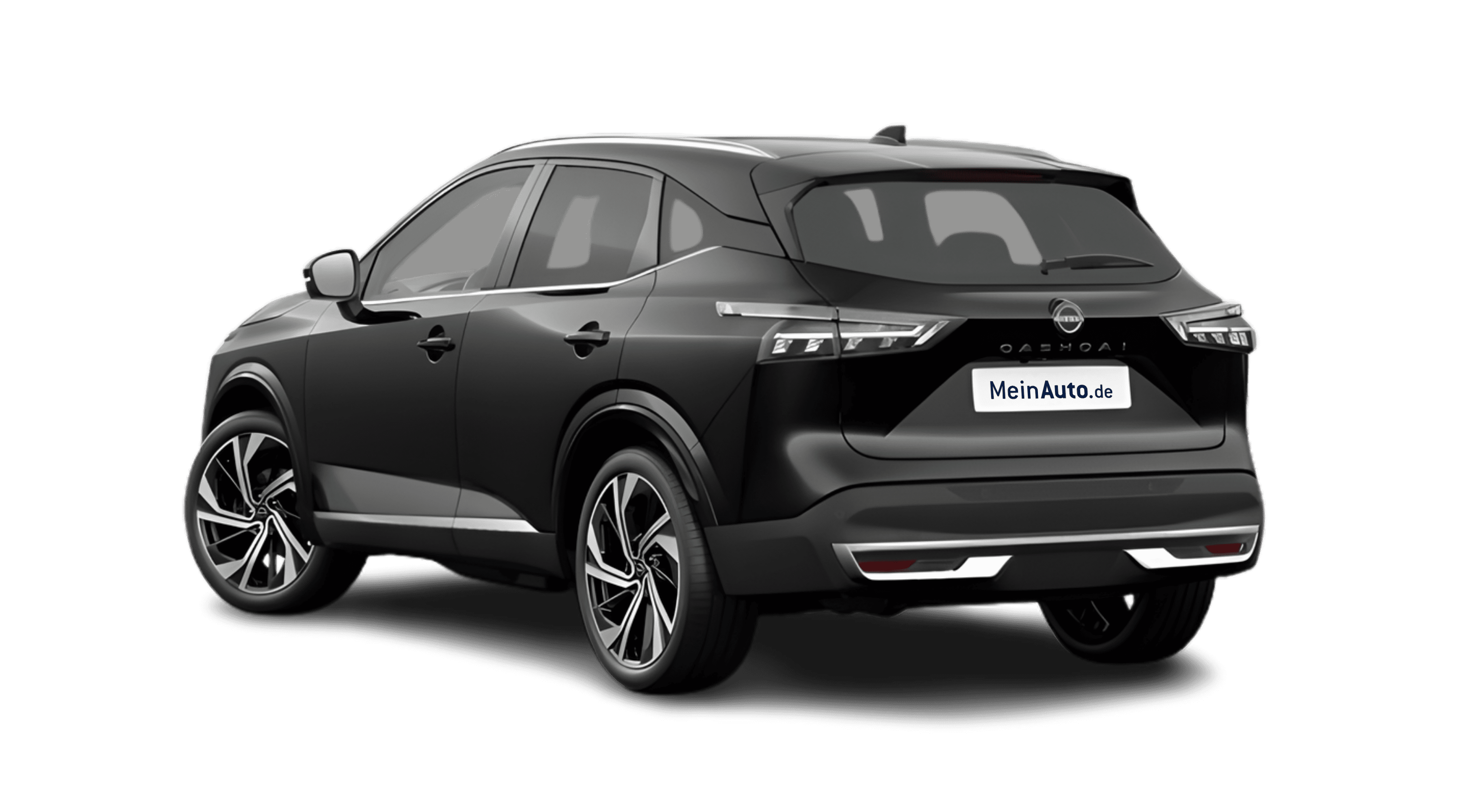 Schräge Heckansicht eines Nissan Qashqai, freigestellt