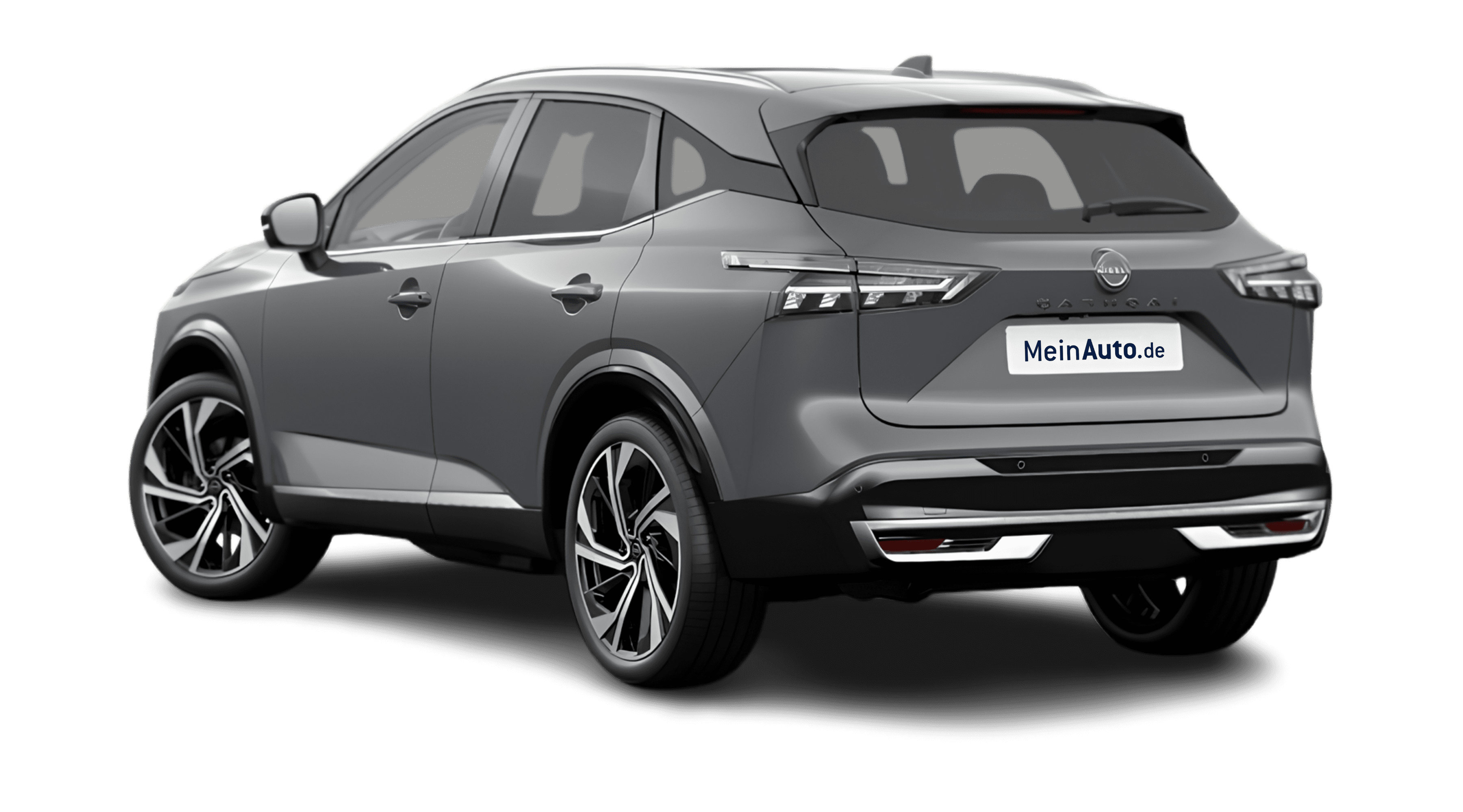 Schräge Heckansicht eines Nissan Qashqai, freigestellt