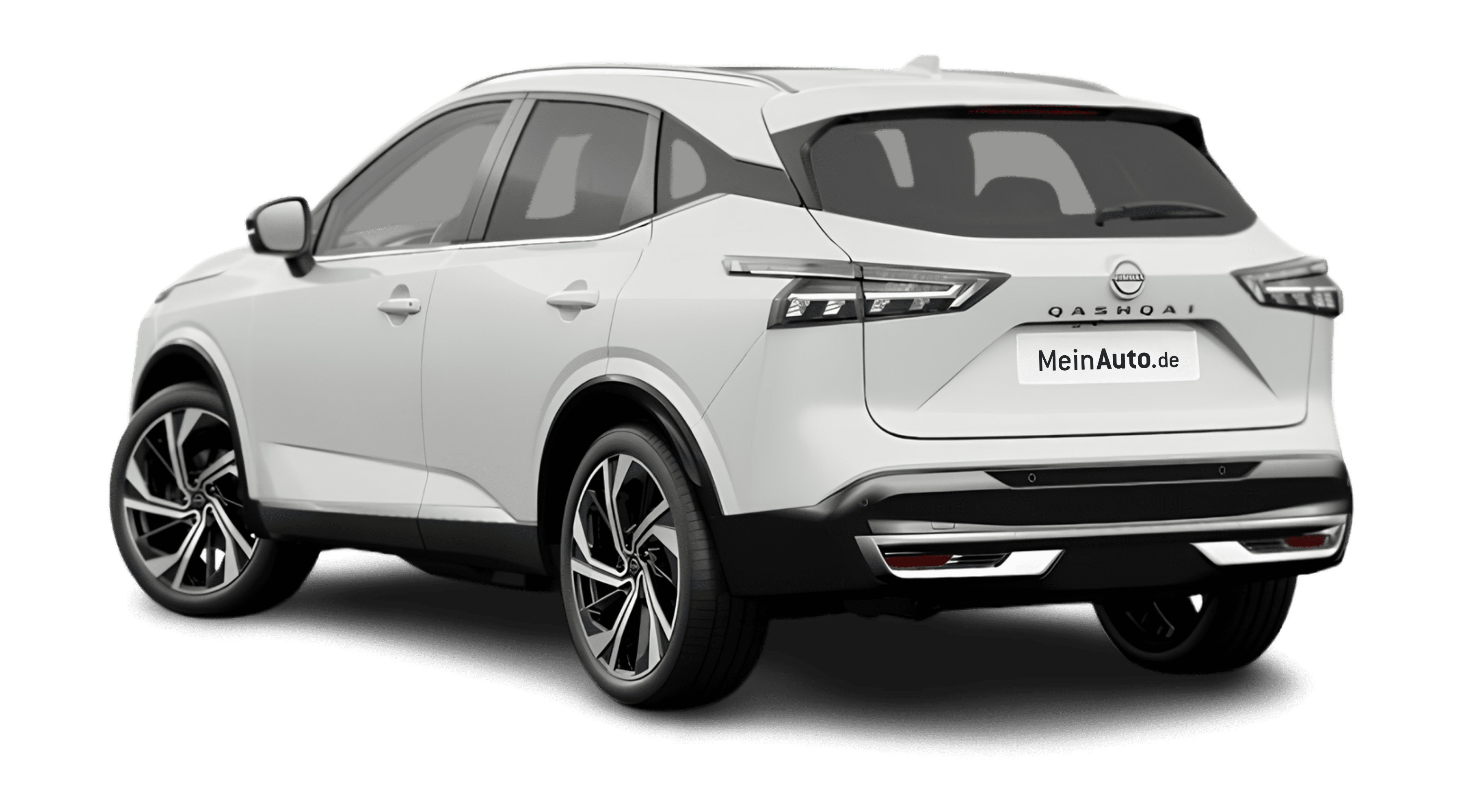 Schräge Heckansicht eines Nissan Qashqai, freigestellt