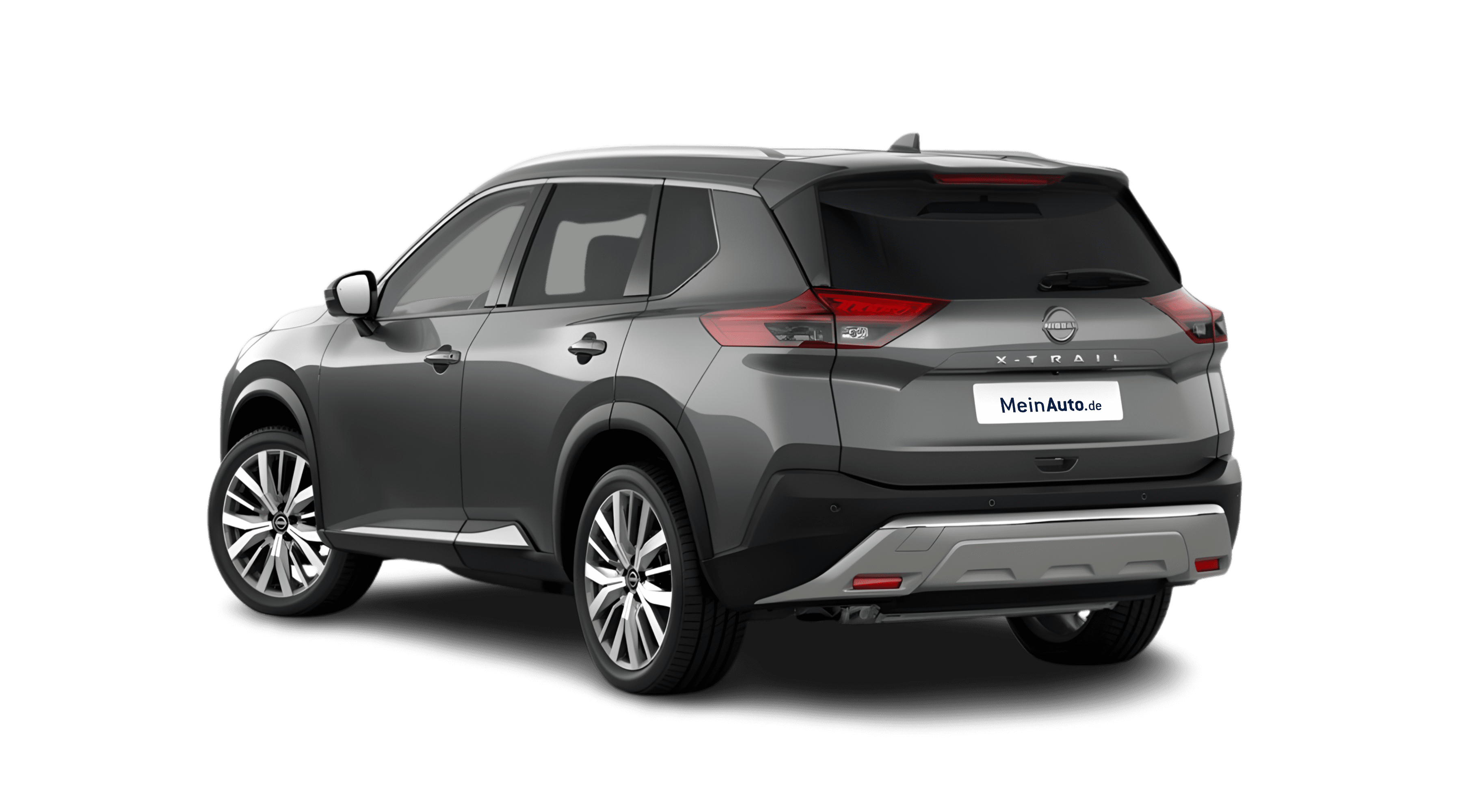 Schräge Heckansicht eines Nissan X-TRAIL, freigestellt