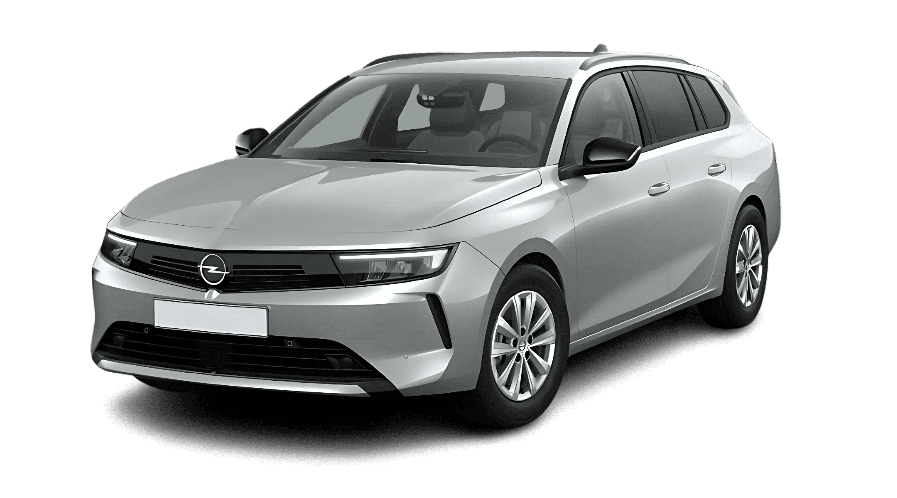 Schräge Frontansicht auf einen Opel Astra, freigestellt