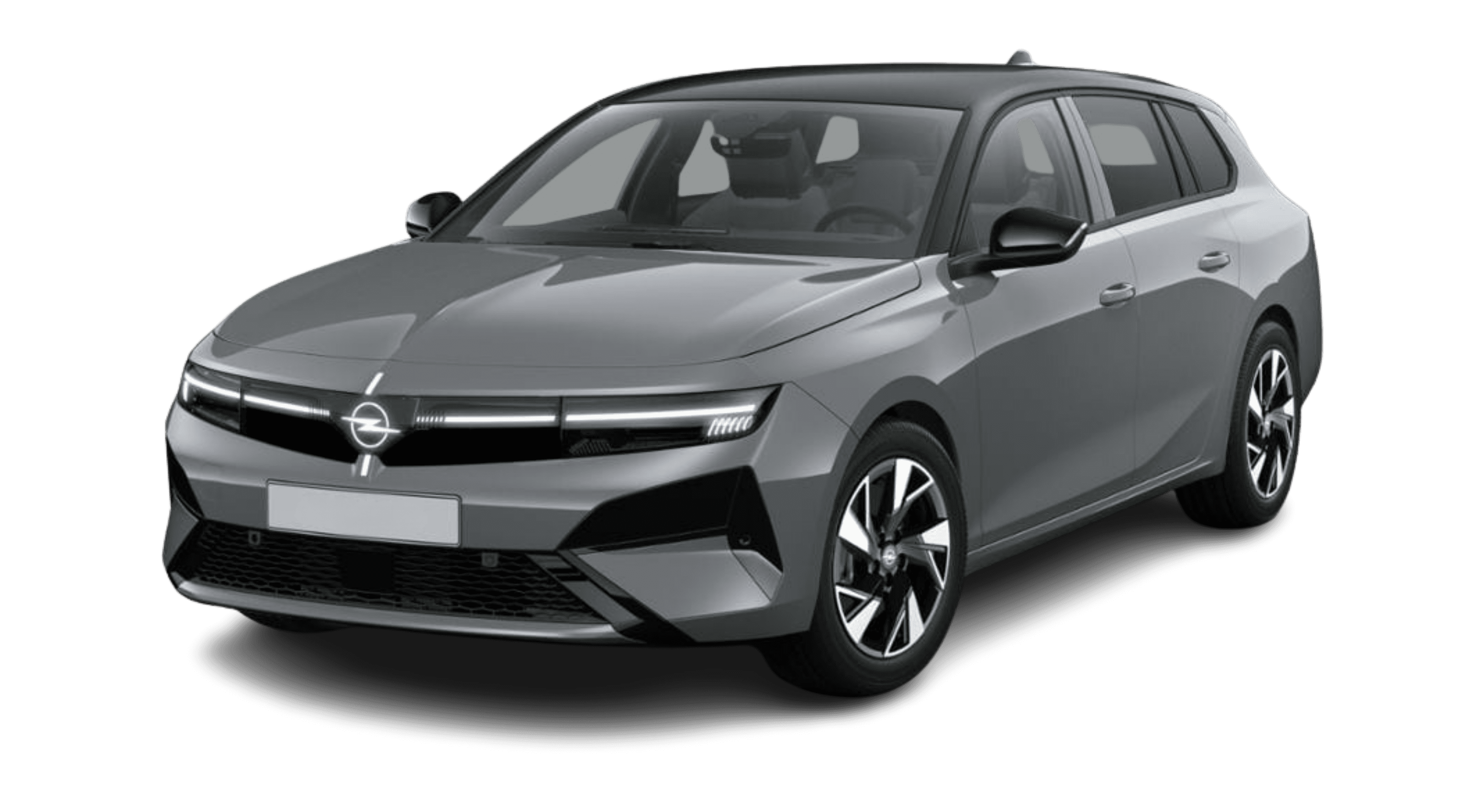 Schräge Frontansicht eines Opel Astra Electric, freigestellt